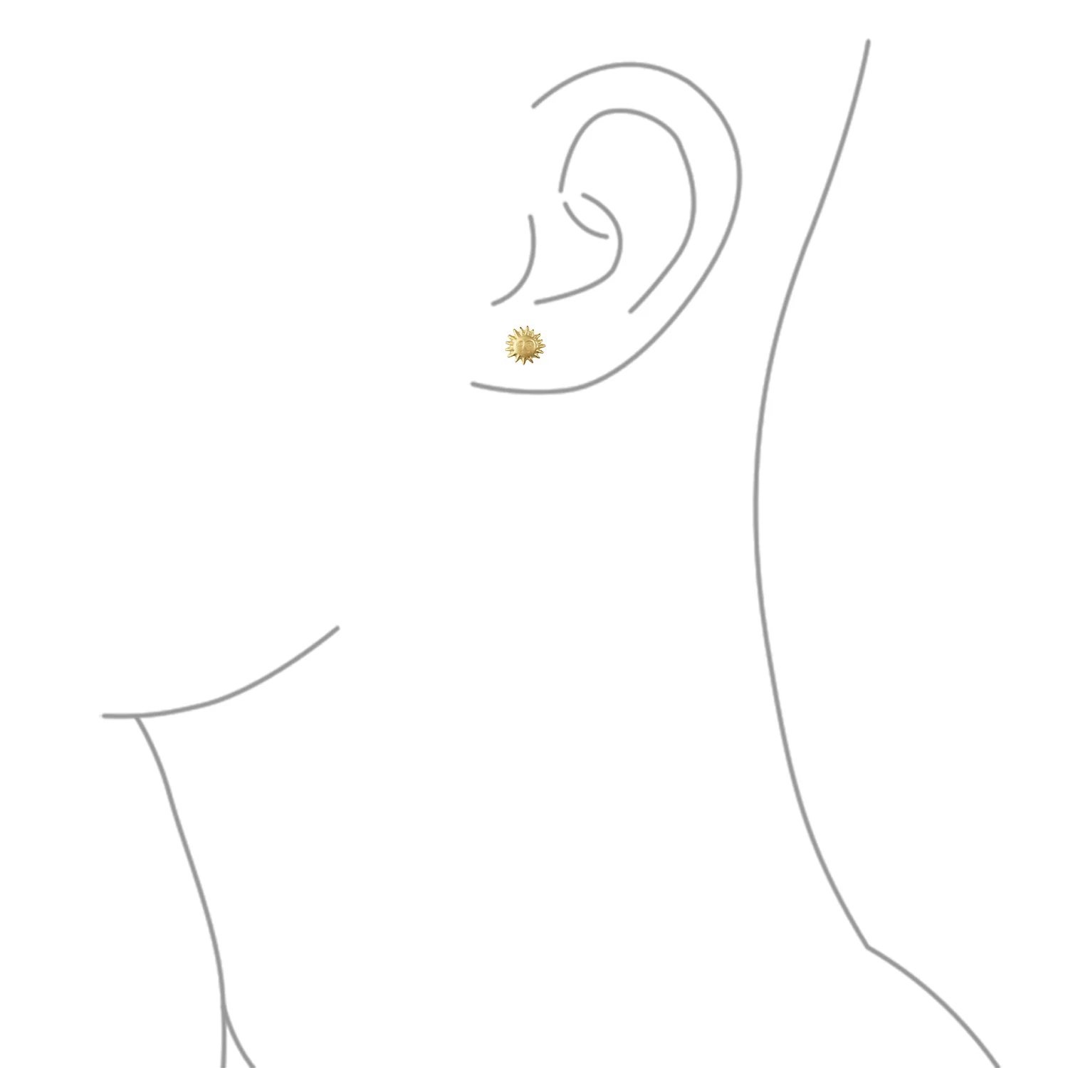 Summer Solar Beach Fun Sunburst Stud Earrings in Genuine 10K Yellow Gold - Image 3