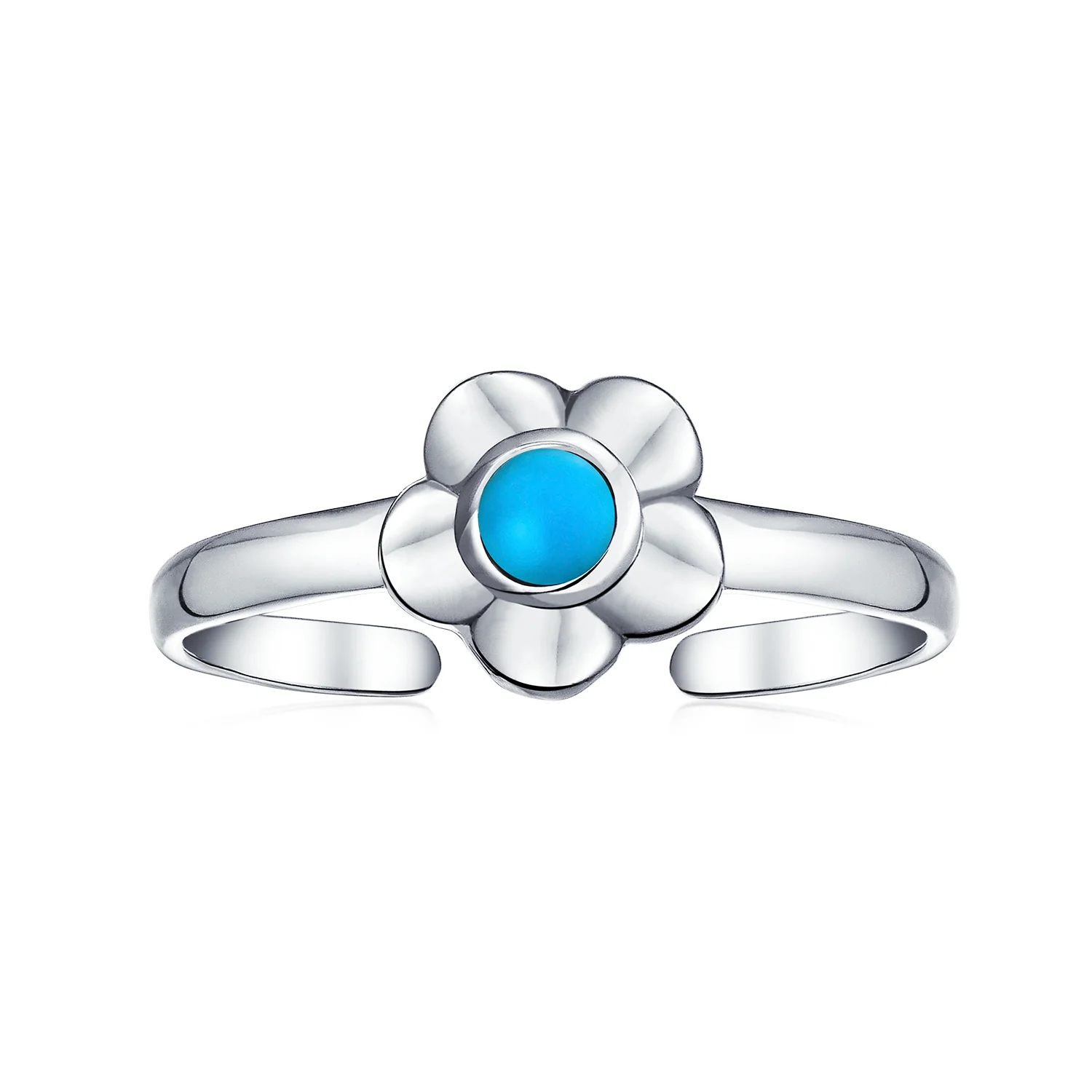 Set of 2 Sun Flower Blue Turquoise and Lucky Red Ladybug Midi Toe Ring Silver - Image 4