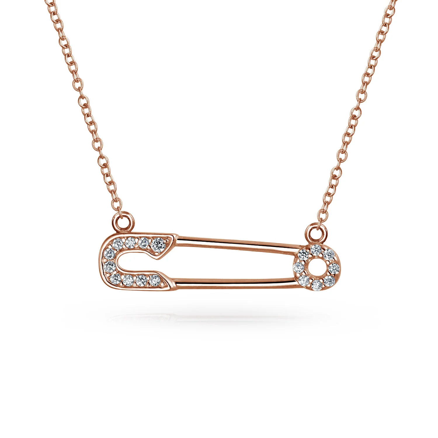 Support Symbol Pendant Necklace for Displaced People CZ Accent Safety Pin - Image 3