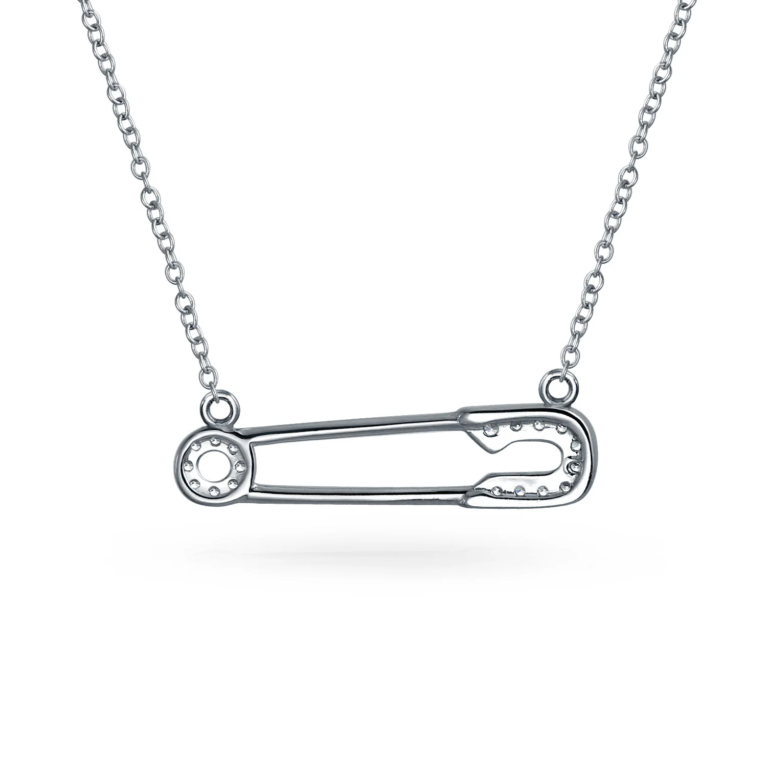 Support Symbol Pendant Necklace for Displaced People CZ Accent Safety Pin - Image 7