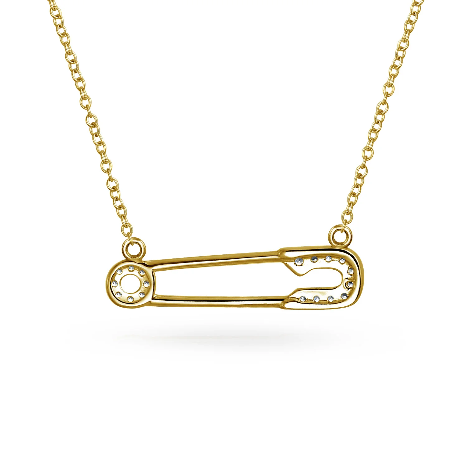 Support Symbol Pendant Necklace for Displaced People CZ Accent Safety Pin - Image 8