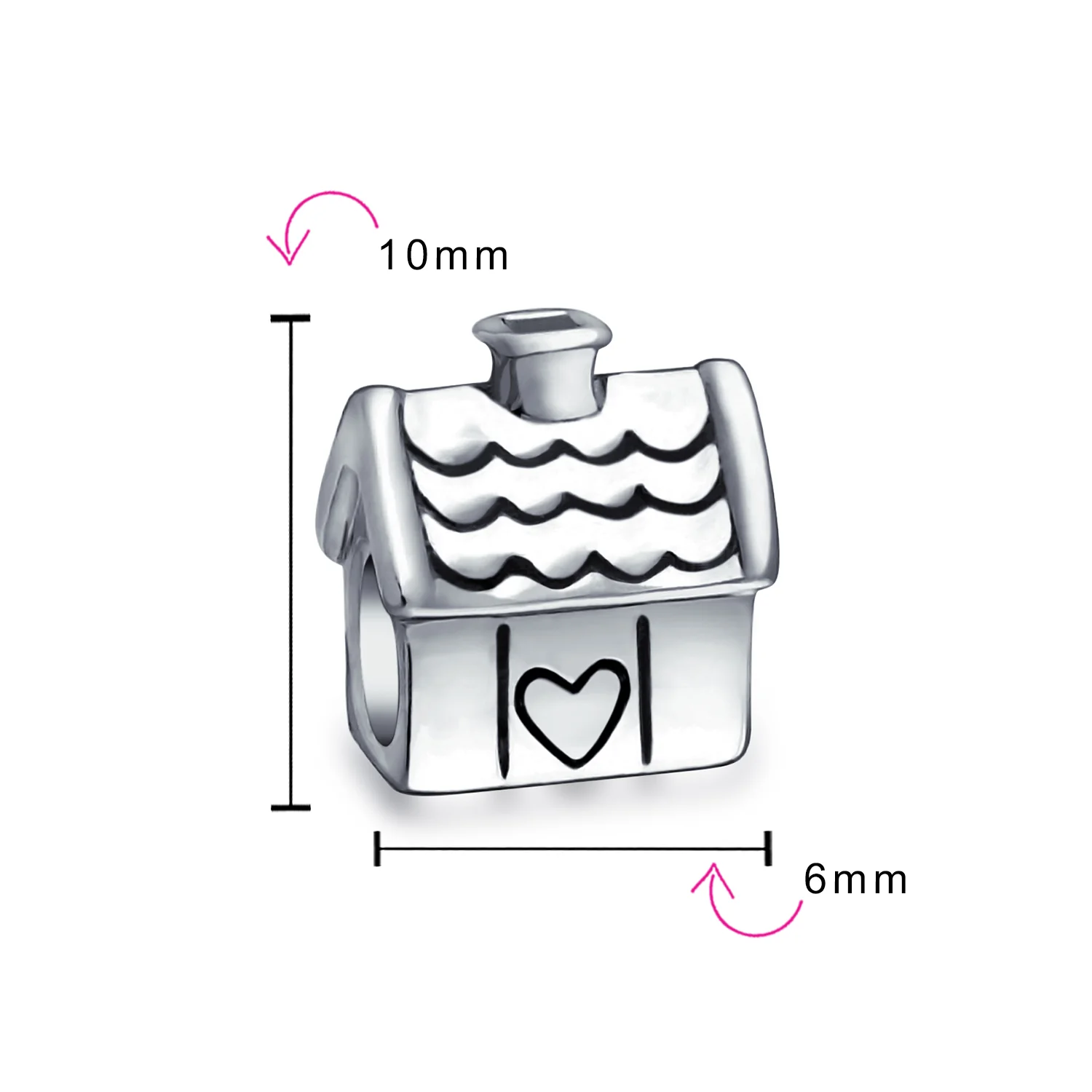 Home Sweet House Charm Bead Oxidized .925 Sterling Silver Fits European Bracelet - Image 3