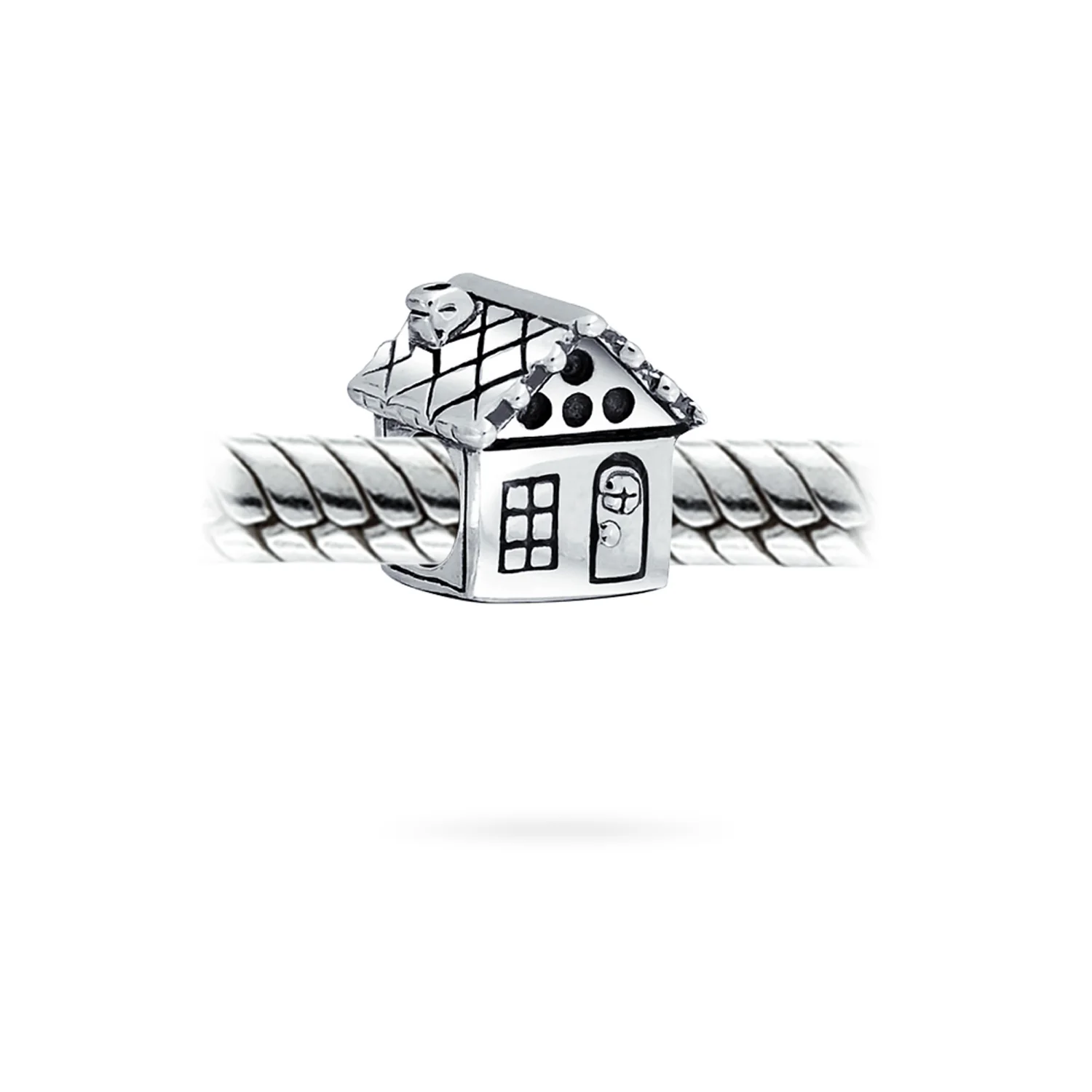 New Homeowner House Charm Bead Oxidized .925 Sterling Silver Fits European Bracelet - Image 2