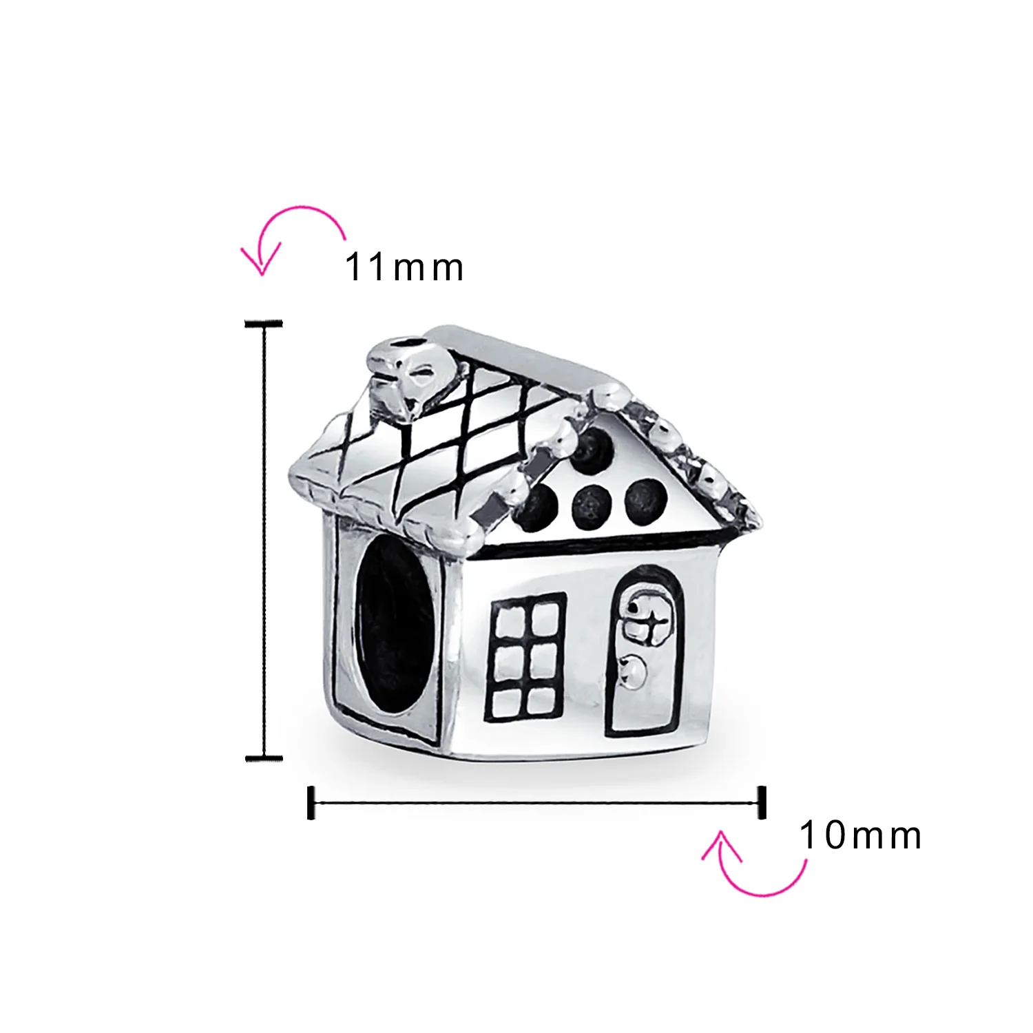 New Homeowner House Charm Bead Oxidized .925 Sterling Silver Fits European Bracelet - Image 3