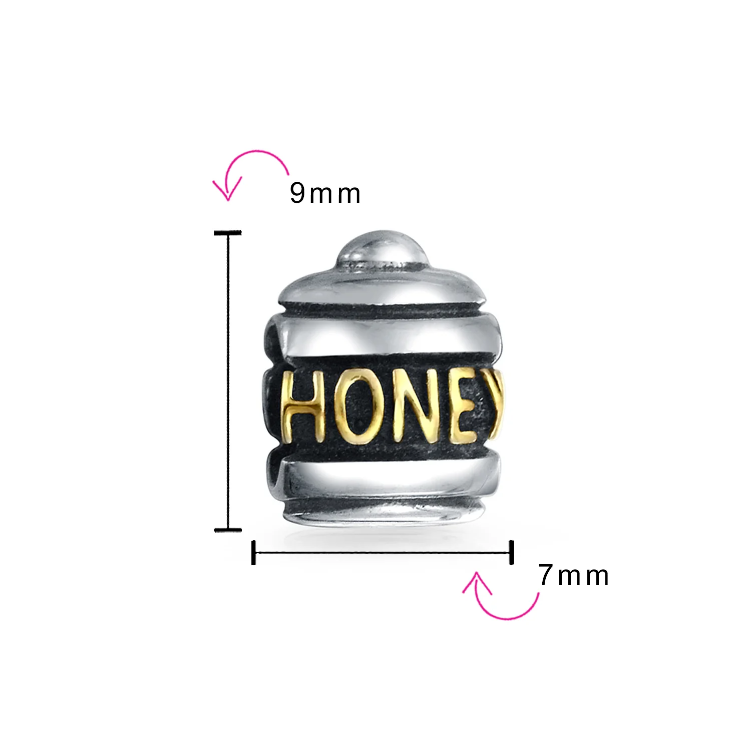 Sweet Honey Jar Charm Bead 14K Gold Plated Sterling Silver for European Bracelet - Image 3