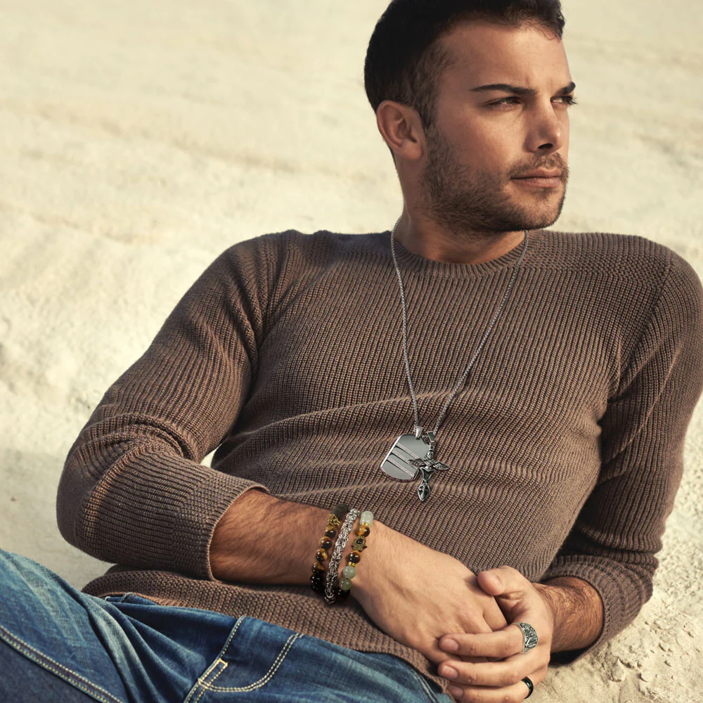 Unisex Talisman Amulet Stretch Bracelet with Gemstones and Hamsa Hand Charm - Image 6