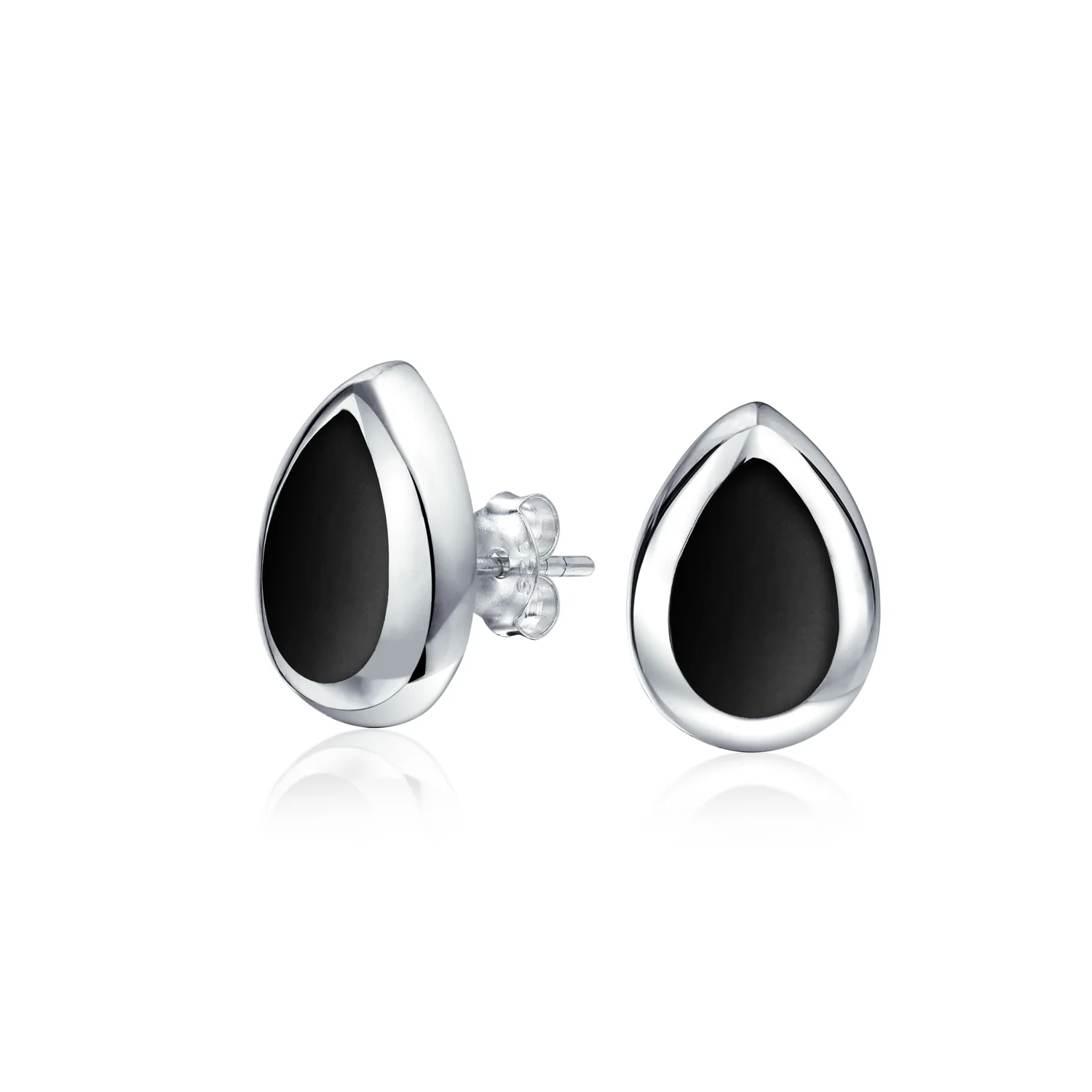 Teardrop Blue Turquoise Stud Earrings in Sterling Silver, Semi-Precious Gemstone