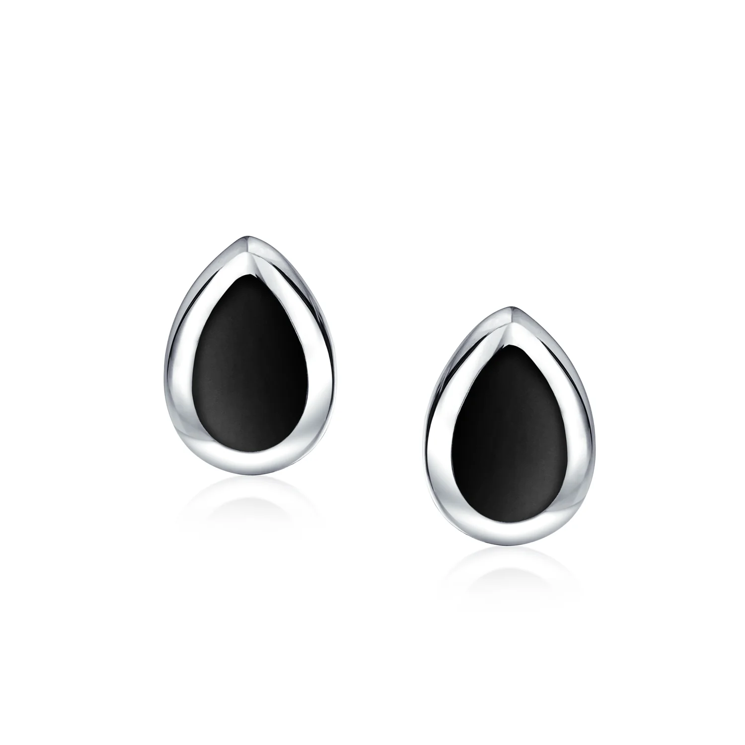Teardrop Blue Turquoise Stud Earrings in Sterling Silver, Semi-Precious Gemstone - Image 2
