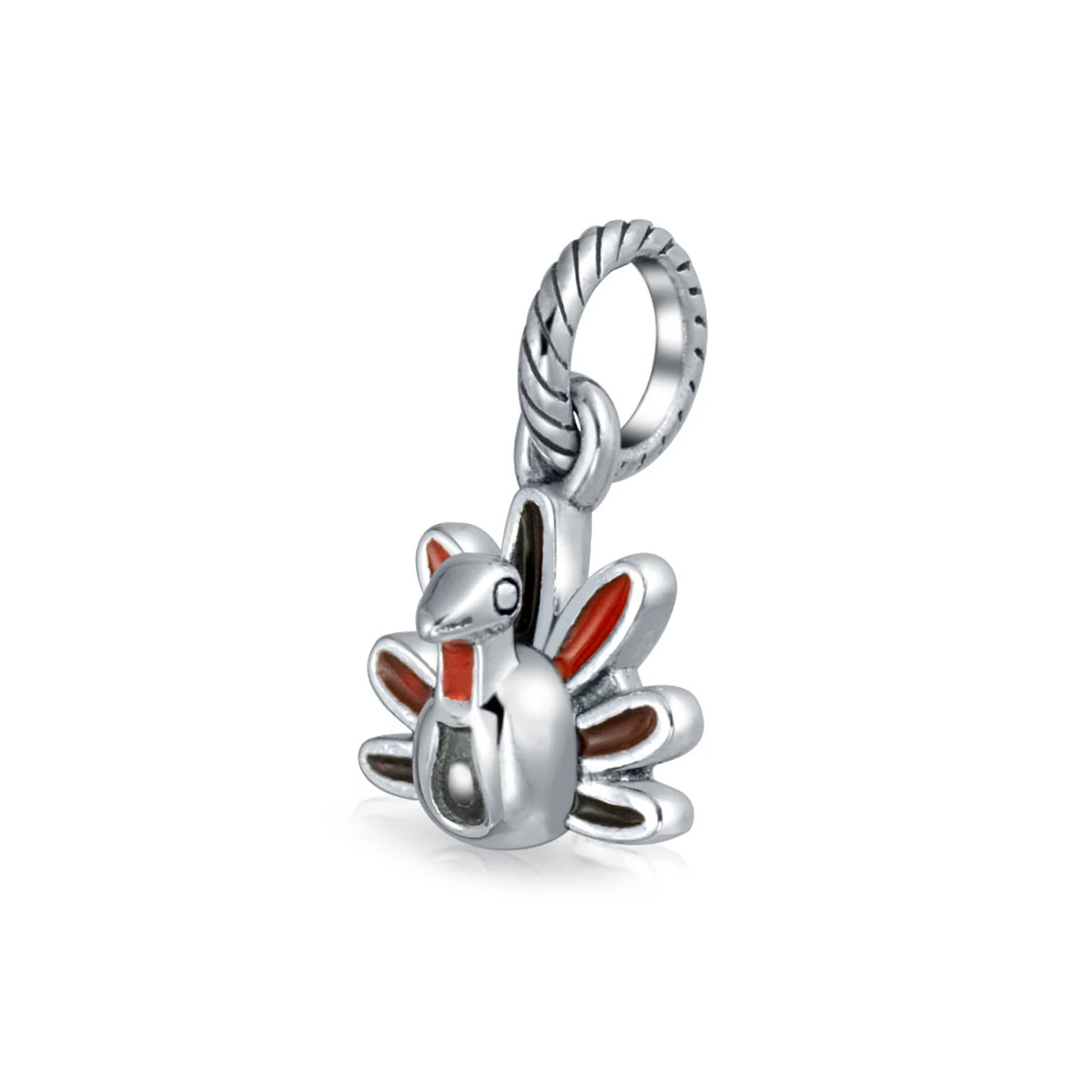 Thanksgiving Turkey Dangle Charm Bead Multicolor Enamel for European Bracelet - Image 5