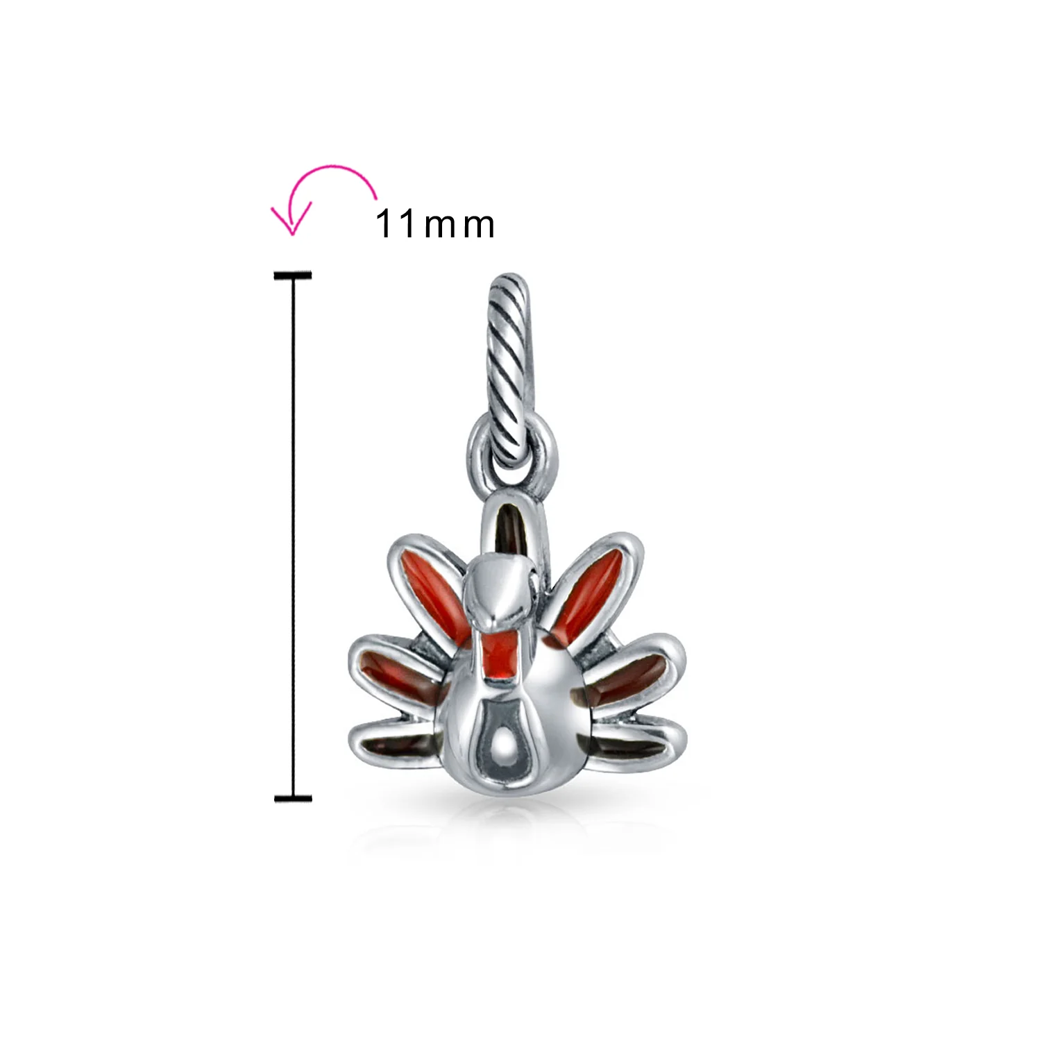 Thanksgiving Turkey Dangle Charm Bead Multicolor Enamel for European Bracelet - Image 6