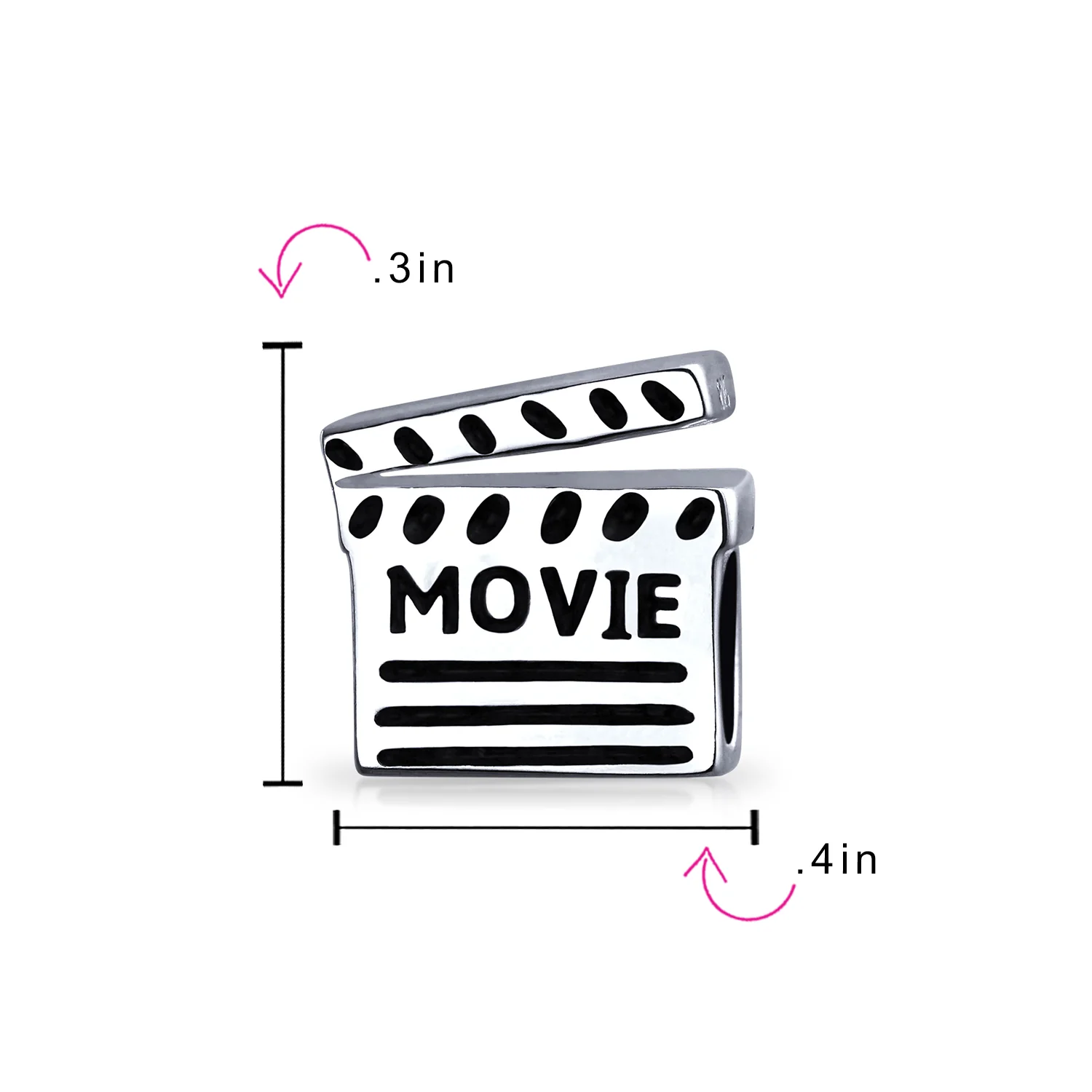 Theater Lover Clapboard Charm Bead for European Bracelet in Sterling Silver - Image 3