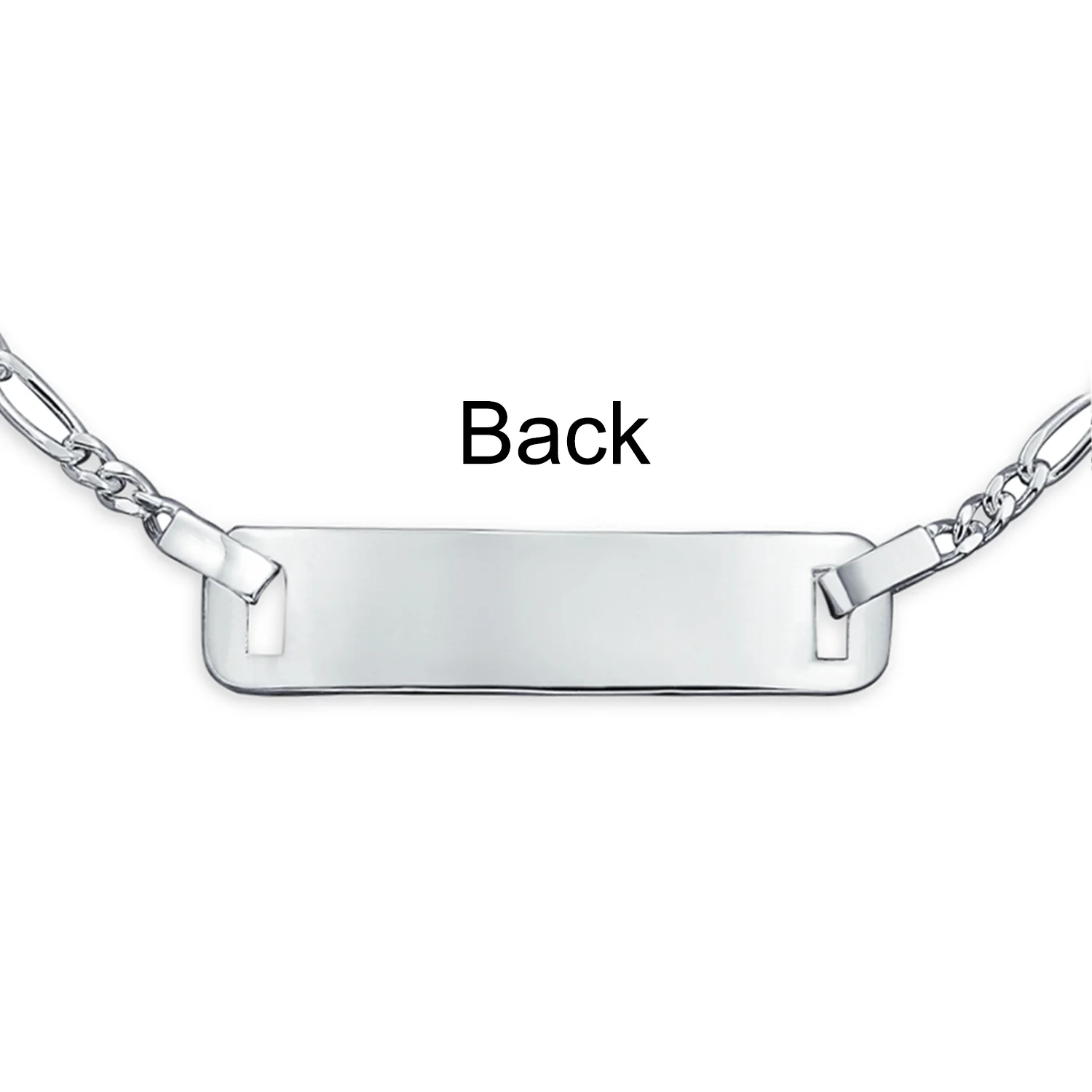 Thin Small Identification ID Name Tag Plate Bracelet Figaro Chain .925 Sterling Silver - Image 6