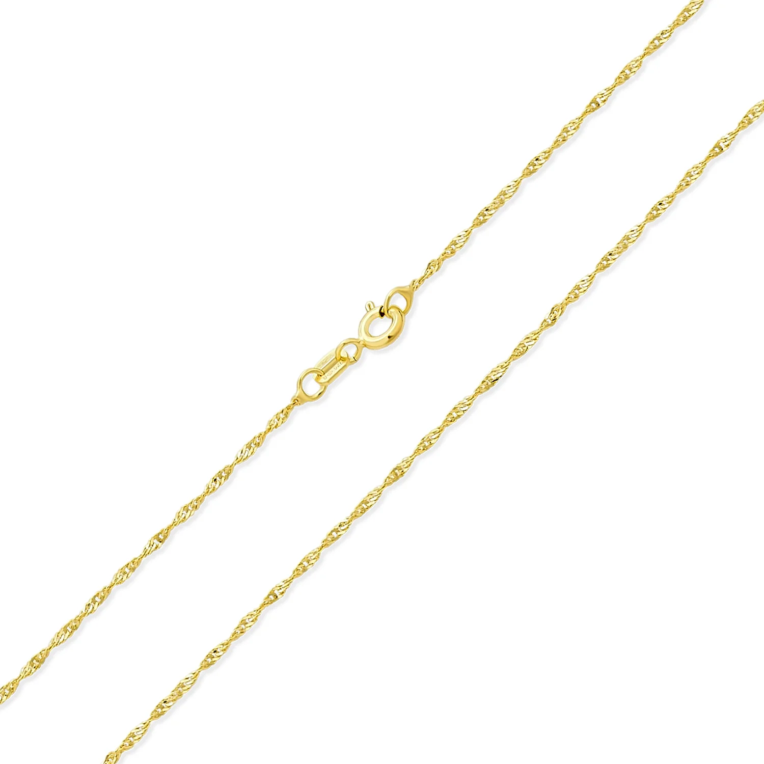 Singapore Link Chain Ultra Thin 1 MM Necklace 14K Gold Plated .925 Sterling Silver 16" - Image 3