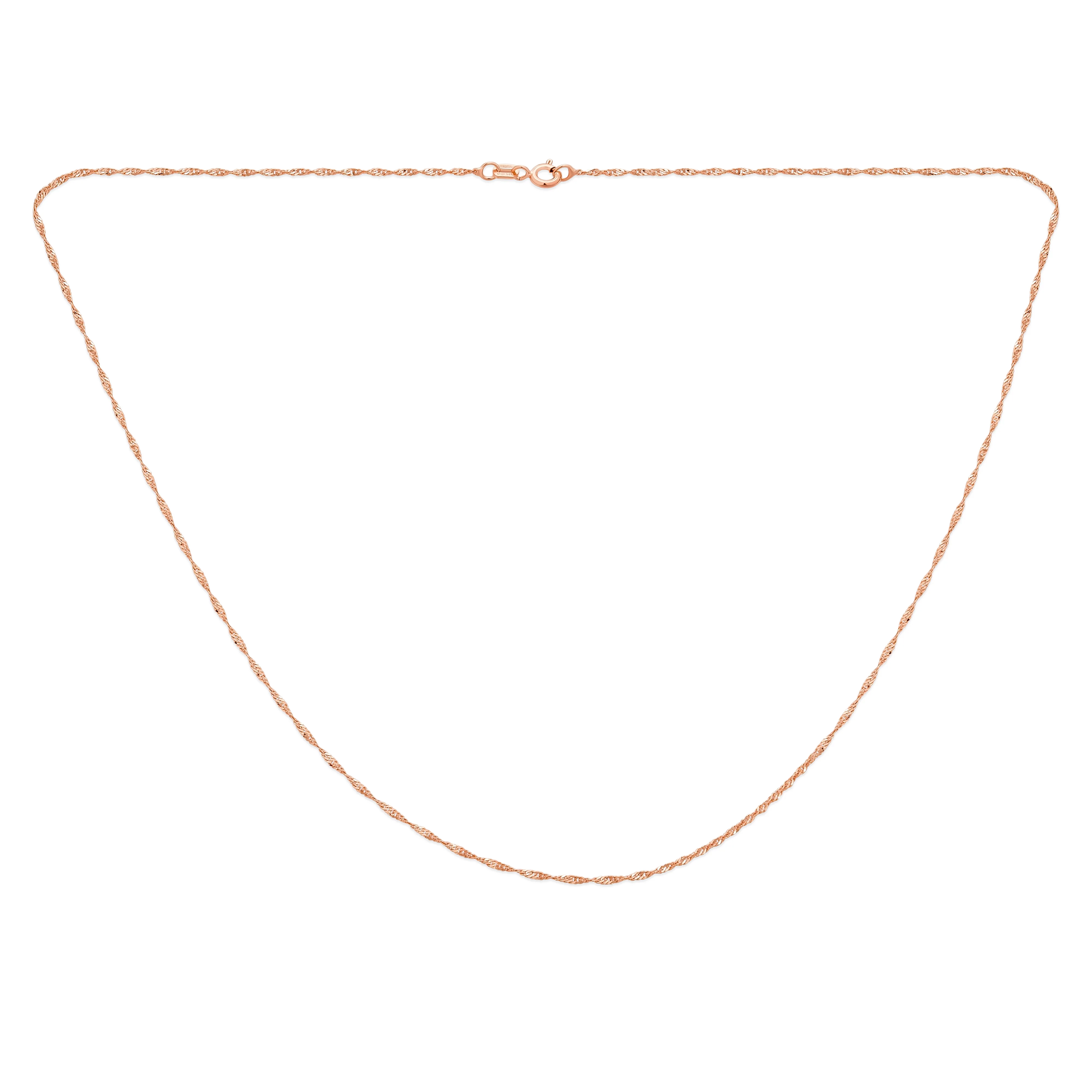 Singapore Link Chain Ultra Thin 1 MM Necklace 14K Gold Plated .925 Sterling Silver 24"