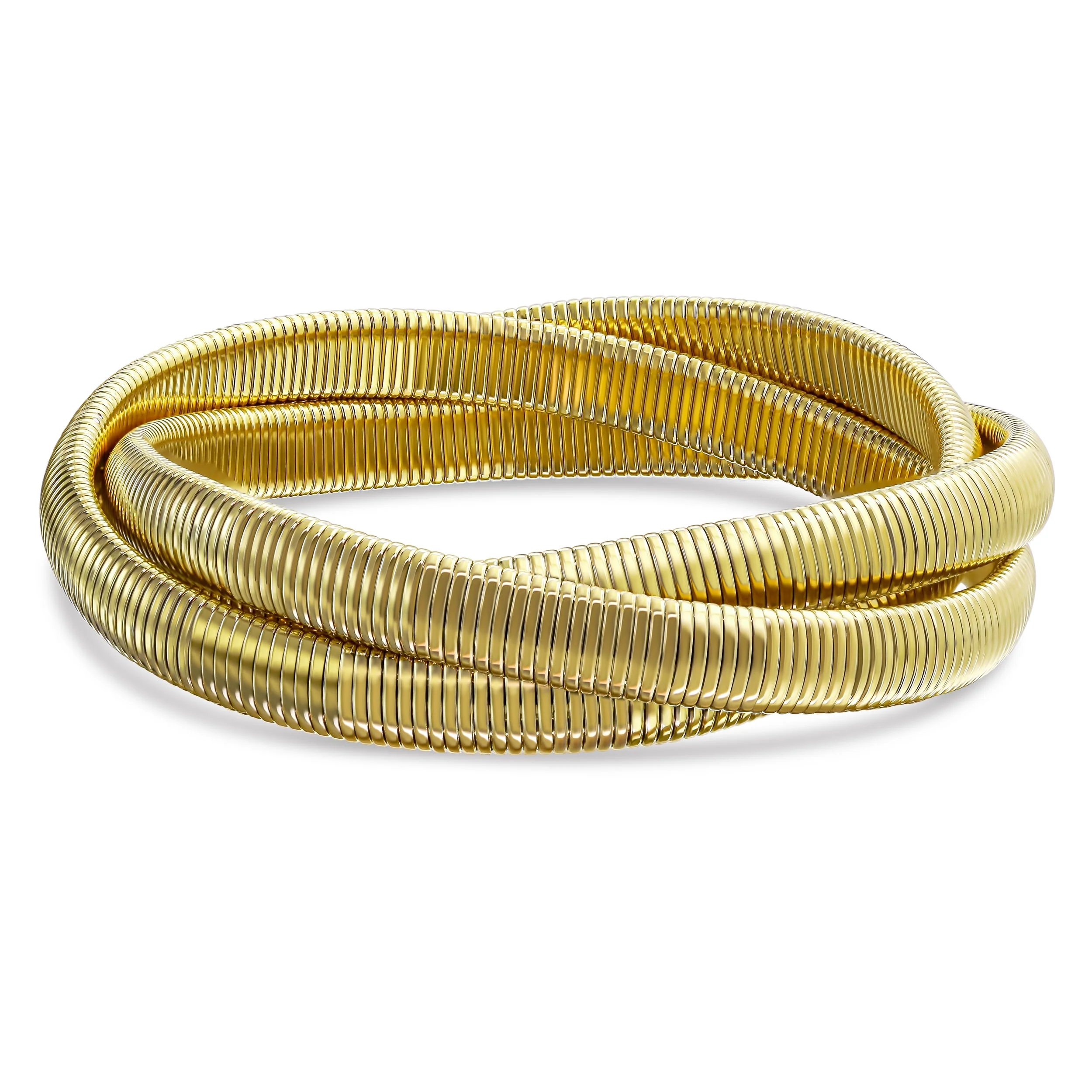 i Omega Cobra Bangle Interlocking Bracelet Rose Gold Plated Large Wrist 8.5 Inch