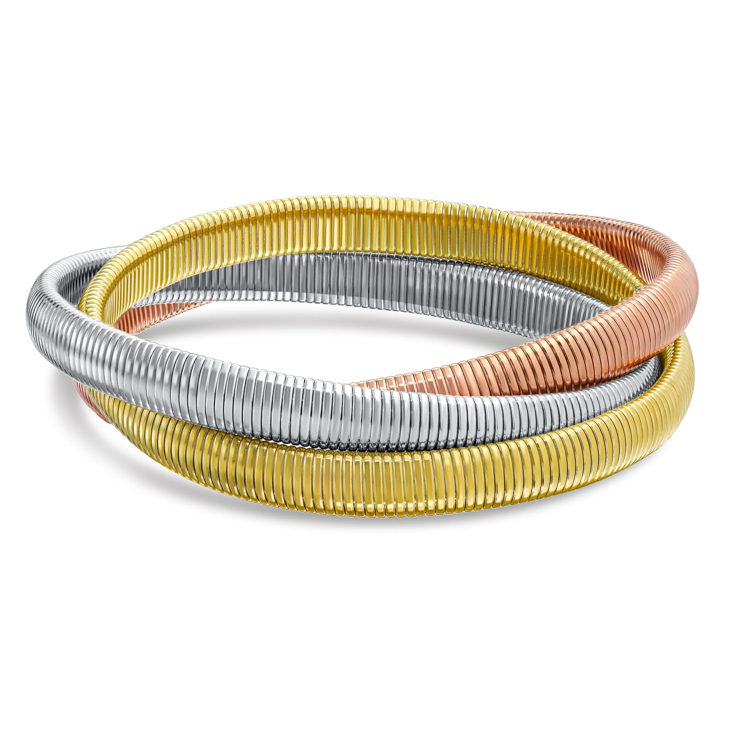 i Omega Cobra Bangle Interlocking Bracelet Rose Gold Plated Large Wrist 8.5 Inch - Image 2