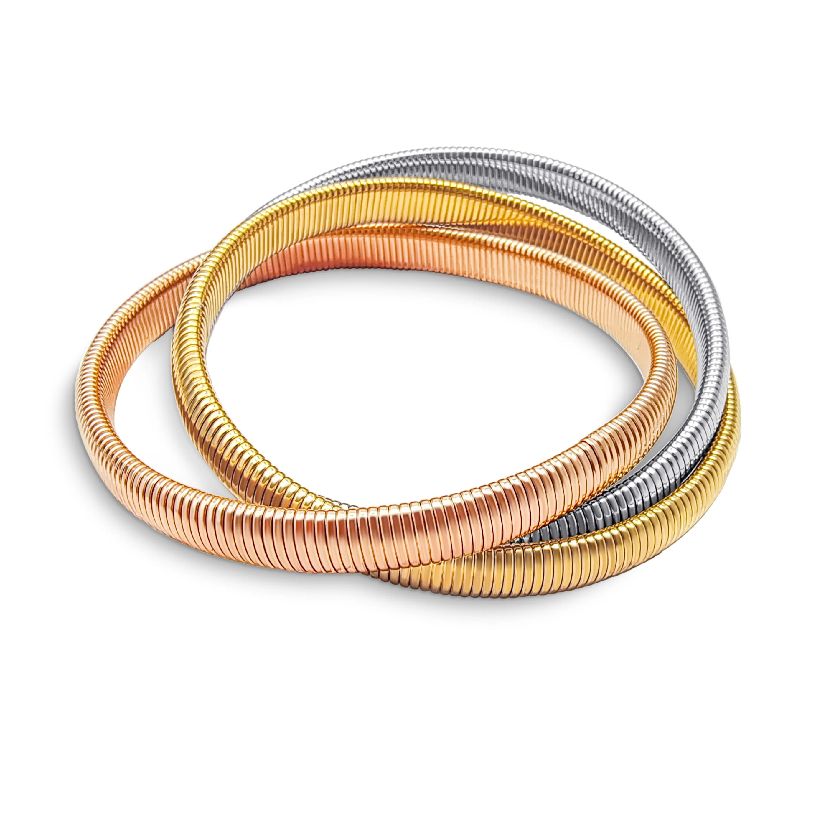 i Omega Cobra Bangle Interlocking Bracelet Rose Gold Plated Large Wrist 8.5 Inch - Image 4