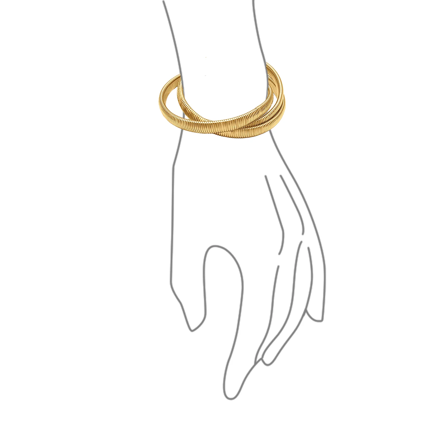 i Omega Cobra Bangle Interlocking Bracelet Rose Gold Plated Large Wrist 8.5 Inch - Image 5