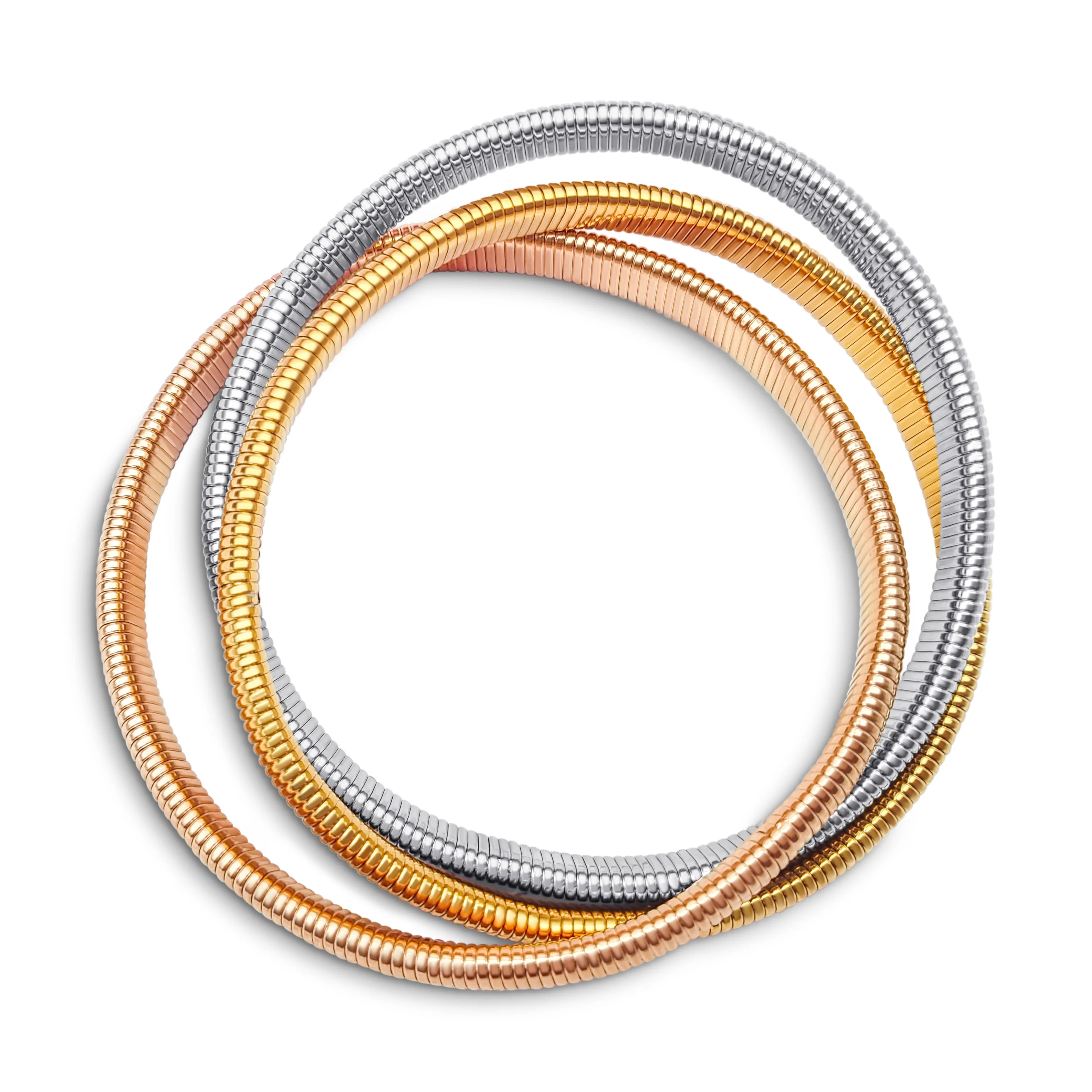 i Omega Cobra Bangle Interlocking Bracelet Rose Gold Plated Large Wrist 8.5 Inch - Image 6