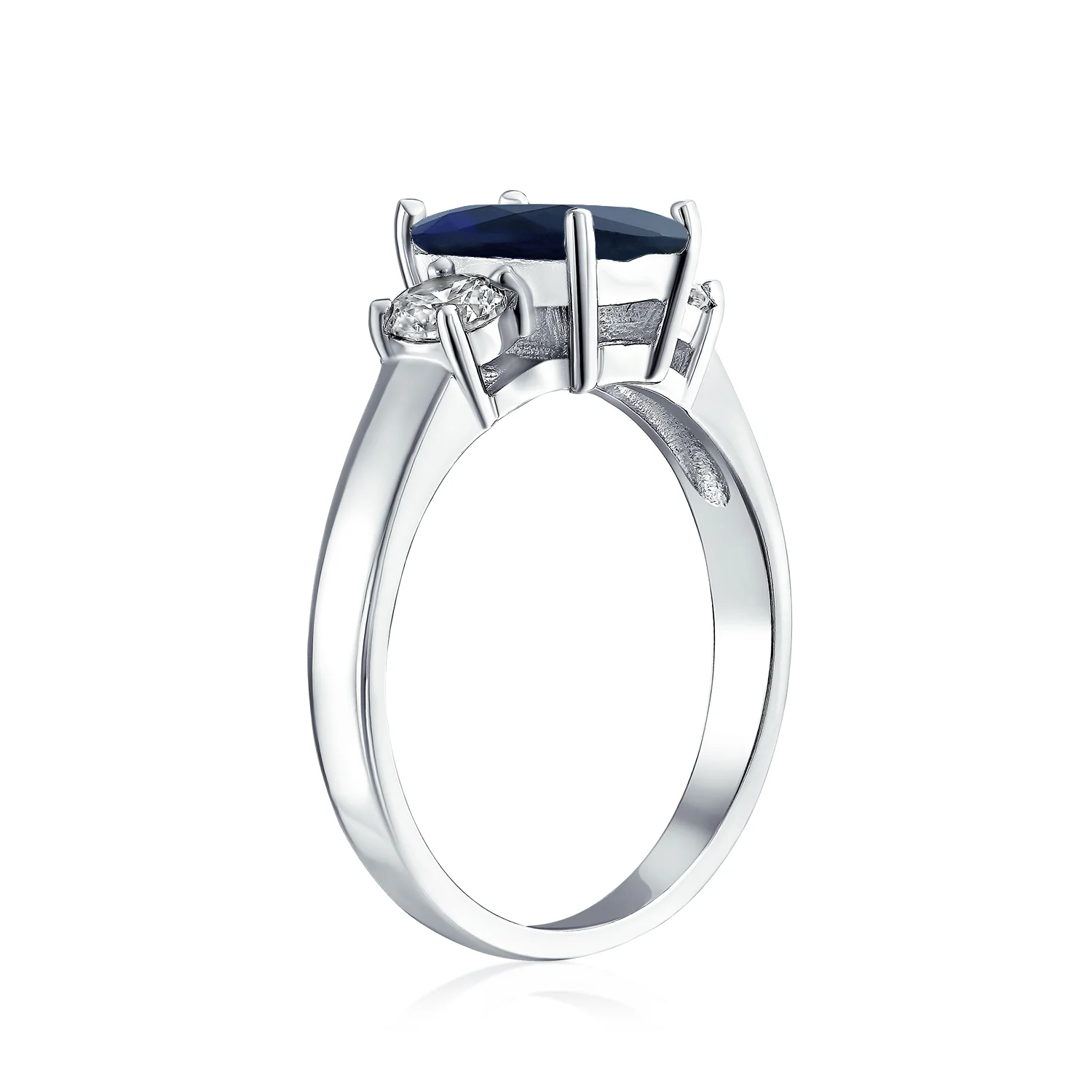 Classic 2CT Emerald Cut Three Stone Past Present Future Engagement Ring .925 Sterling Silver - Image 4