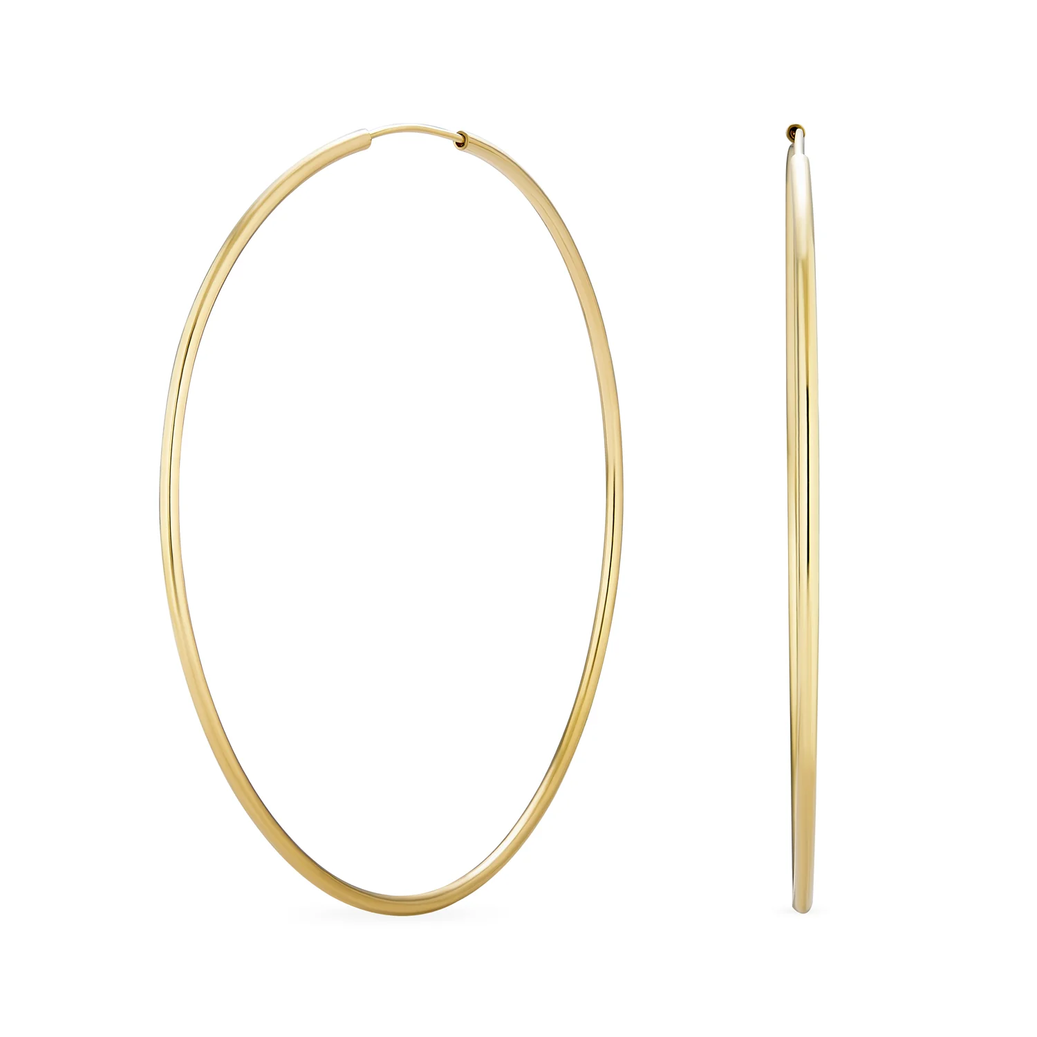 Timeless Minimalist Hoop Huggie Earrings Gold Plated 2-3mm Various Sizes - Image 2