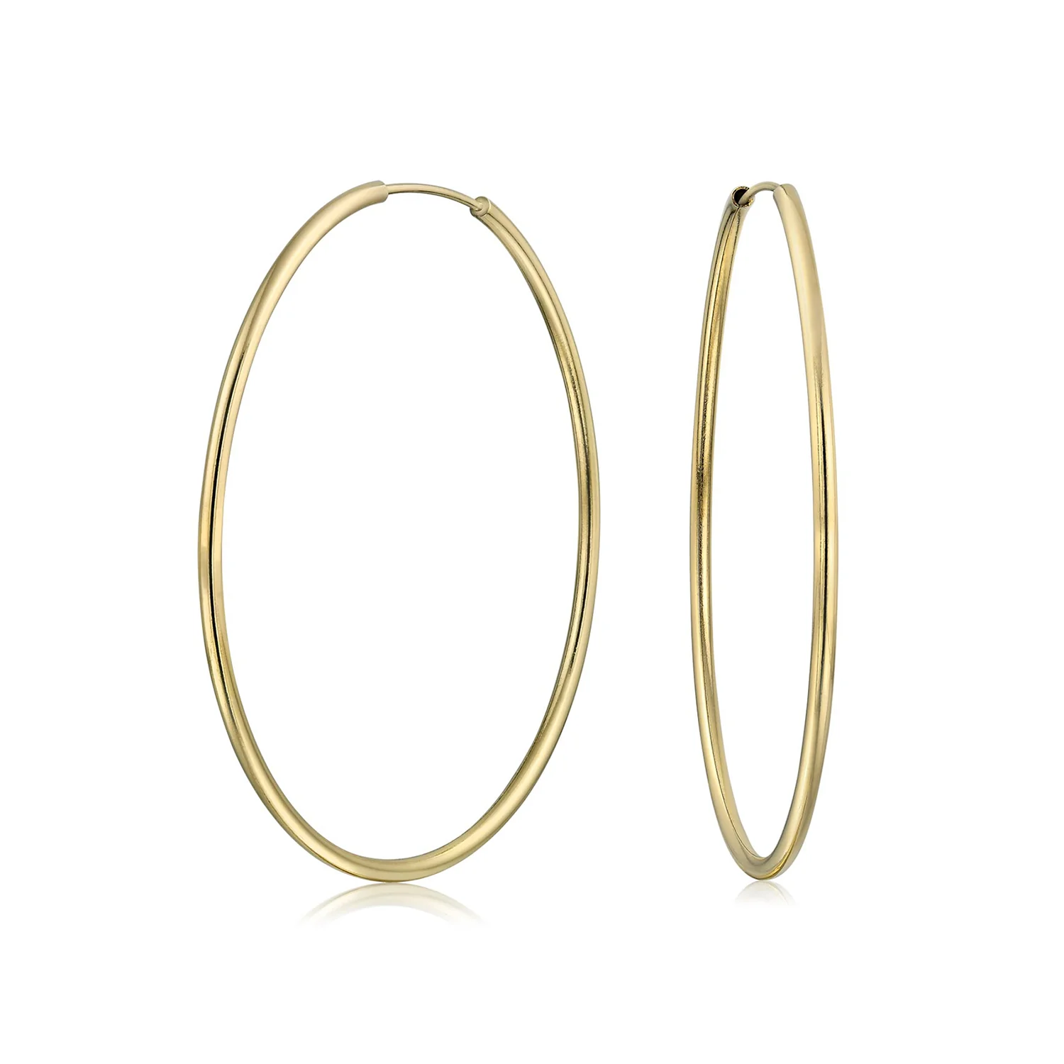 Timeless Minimalist Hoop Huggie Earrings Gold Plated 2-3mm Various Sizes - Image 3