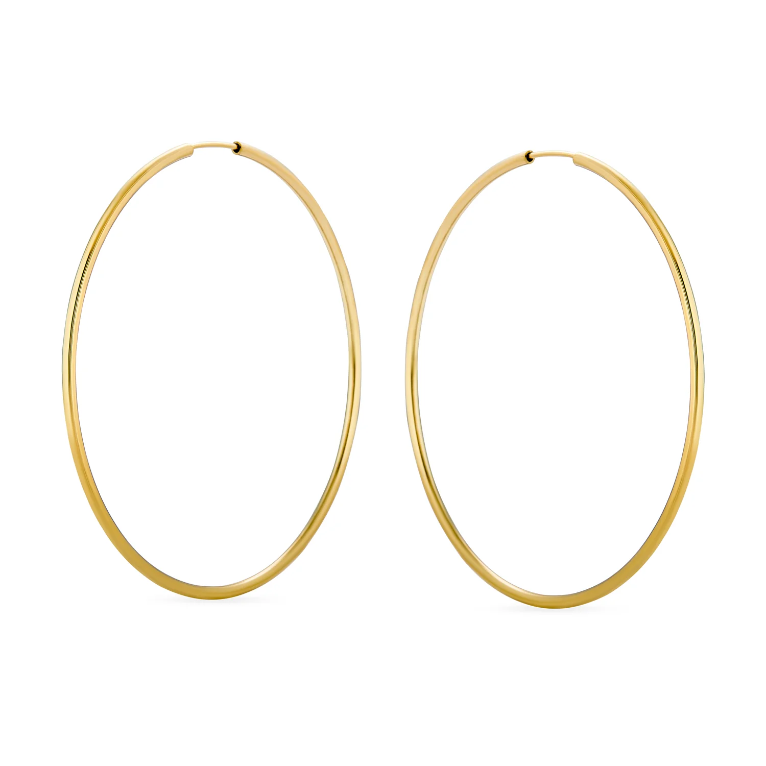 Timeless Minimalist Hoop Huggie Earrings Gold Plated 2-3mm Various Sizes - Image 4