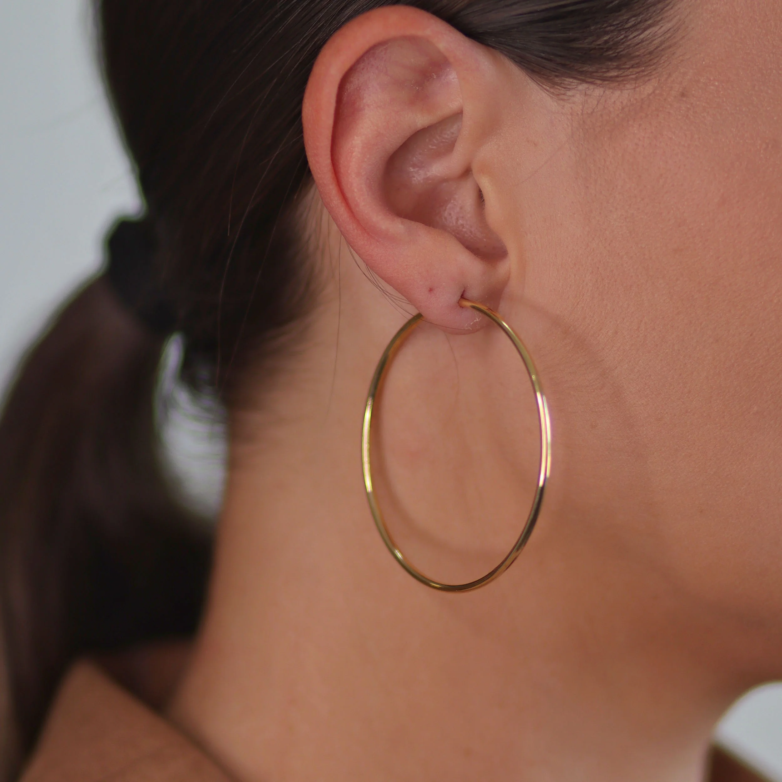 Timeless Minimalist Hoop Huggie Earrings Gold Plated 2-3mm Various Sizes - Image 7