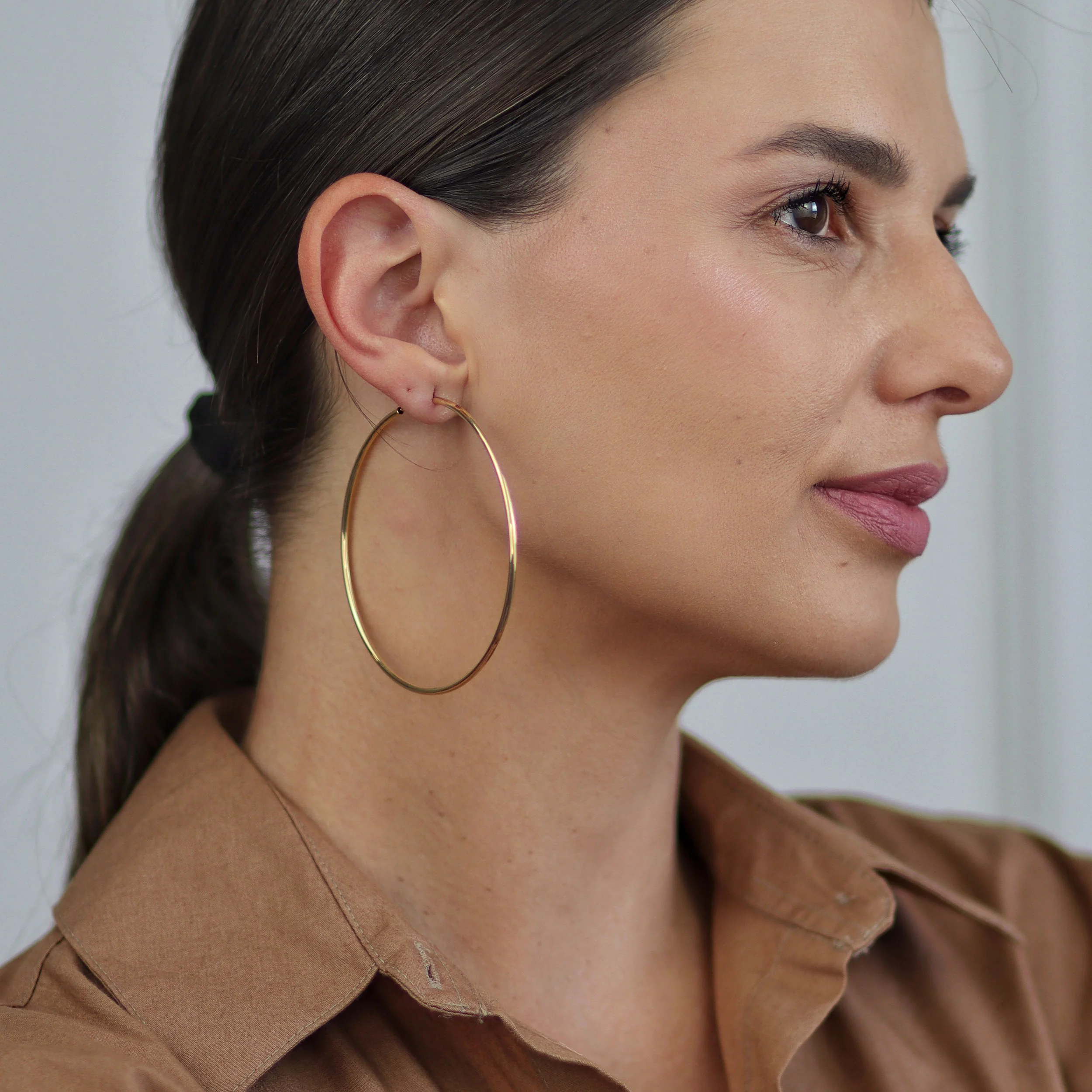 Timeless Minimalist Hoop Huggie Earrings Gold Plated 2-3mm Various Sizes - Image 8
