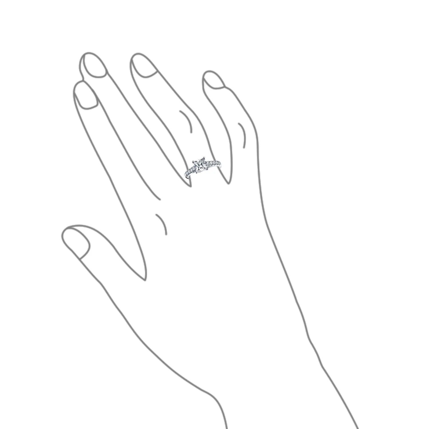 Classic 1.5CT CZ Princess Cut Solitaire Engagement Ring .925 Sterling Silver Pave Band - Image 3