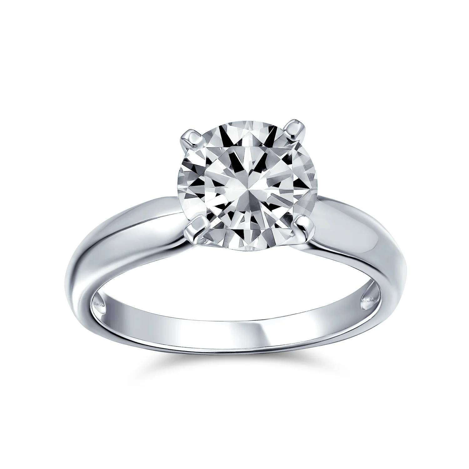 Timeless Promise 2CT CZ Round Solitaire Engagement Ring Thin Band Silver
