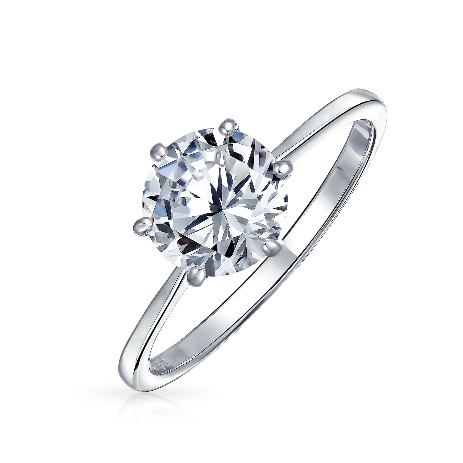 Round Solitaire 1.5CT CZ Cubic Zirconia 6-Prong Engagement Ring 1MM Band Gold Plated Sterling Silver - Image 6