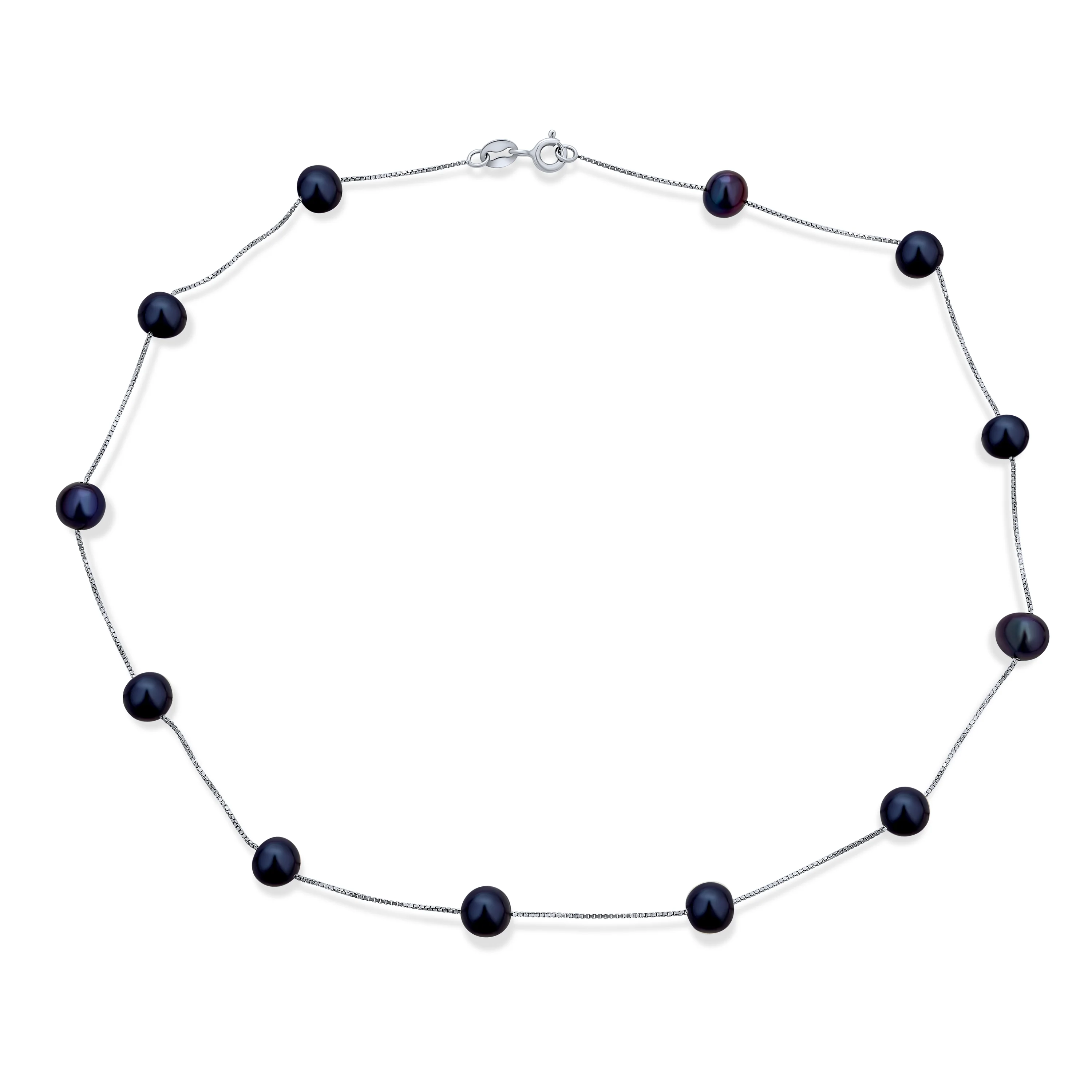 Black Freshwater Cultured Pearl Tin Cup Necklace & Bracelet Set Sterling Silver - Image 5