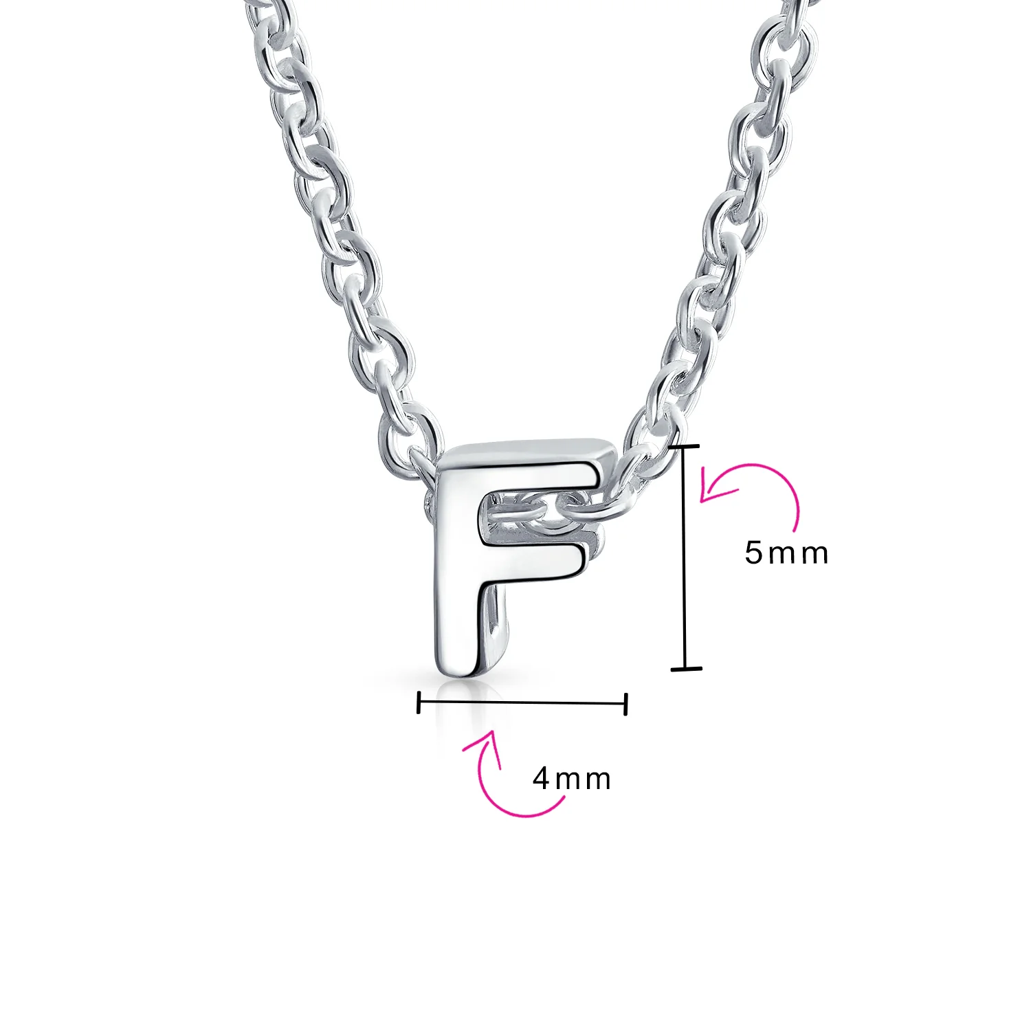 Tiny Block Letter Alphabet Initial Dainty Pendant Necklace Sterling Silver - Image 10