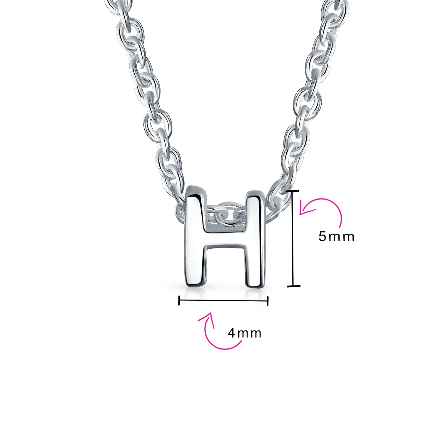 Tiny Block Letter Alphabet Initial Dainty Pendant Necklace Sterling Silver - Image 11