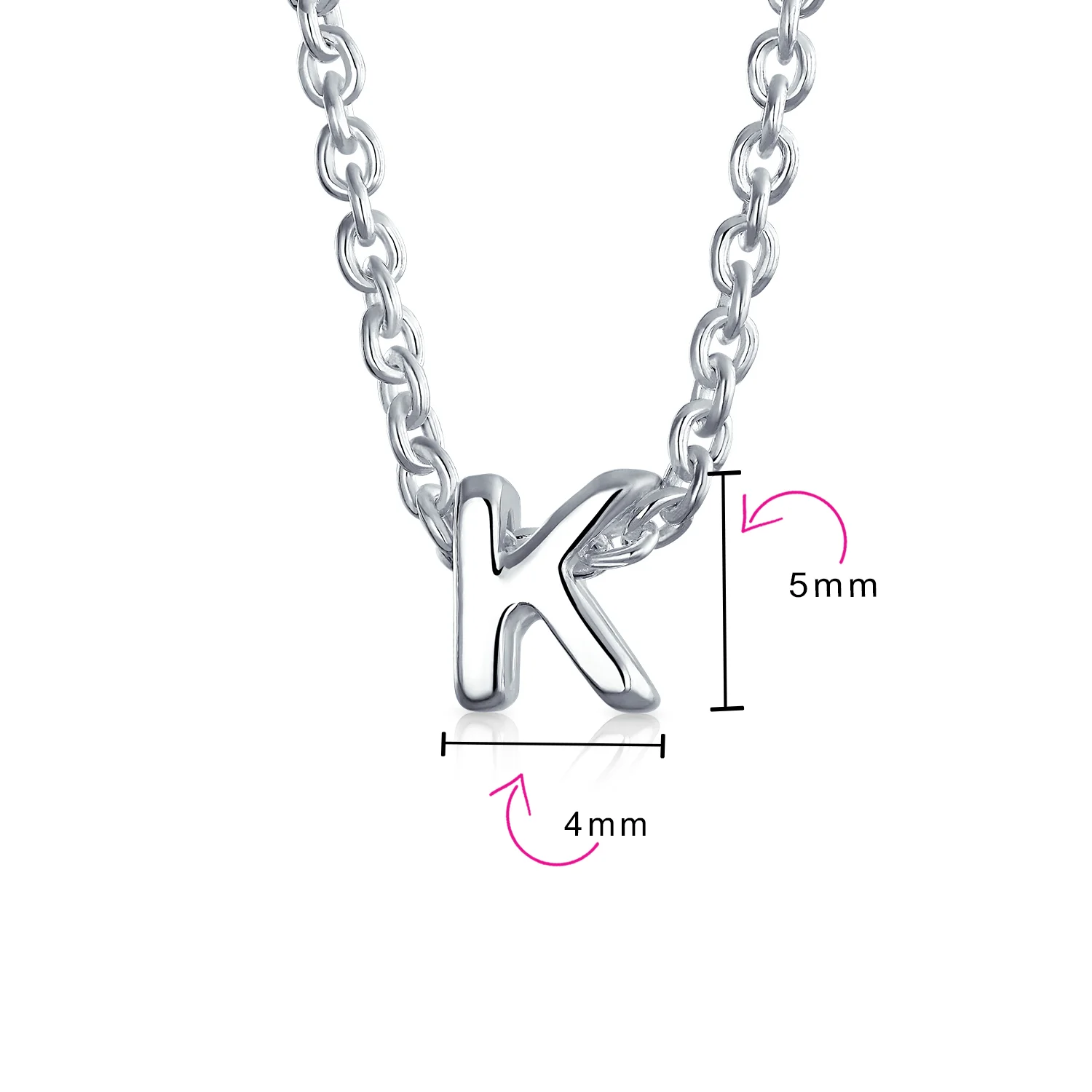 Tiny Block Letter Alphabet Initial Dainty Pendant Necklace Sterling Silver - Image 12