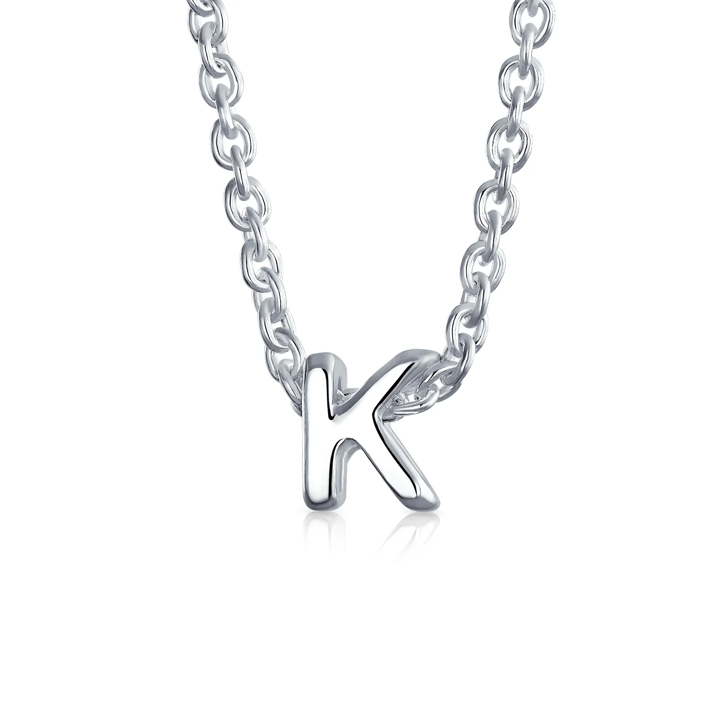 Tiny Block Letter Alphabet Initial Dainty Pendant Necklace Sterling Silver - Image 3