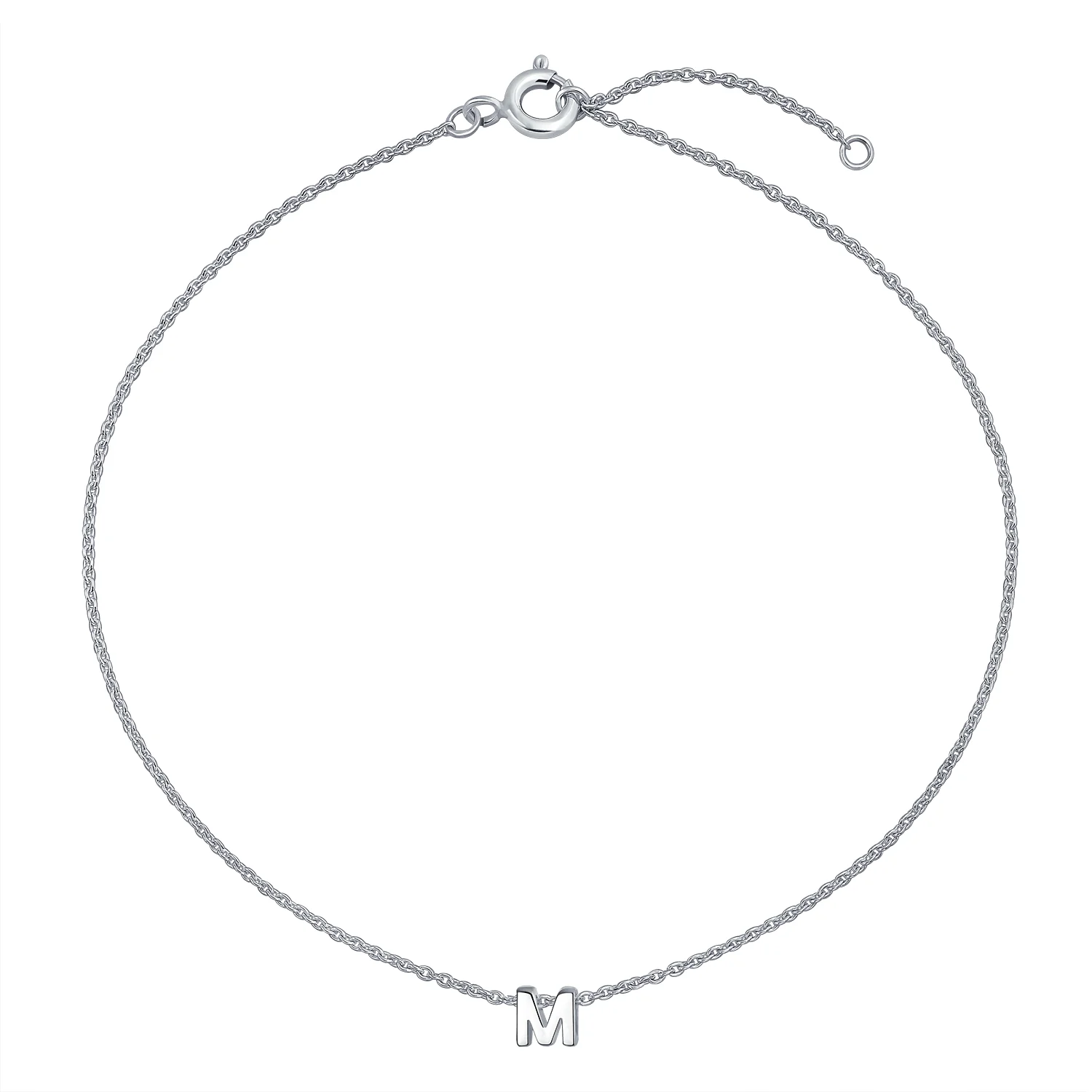 Tiny Block Letter Alphabet Initial Dainty Pendant Necklace Sterling Silver - Image 4