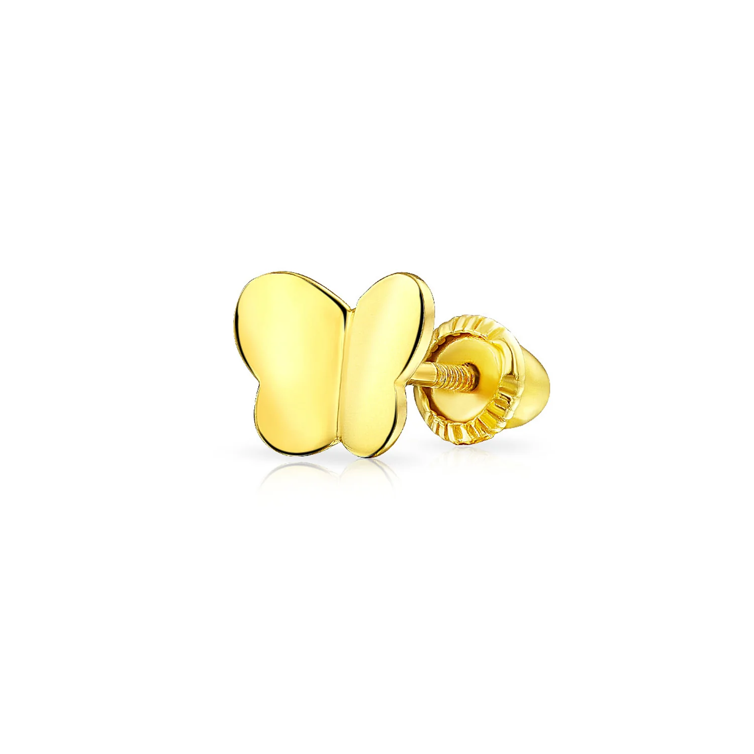 Tiny Minimalist Lucky Butterfly Cartilage Ear Stud 14K Gold Screw Back Earring