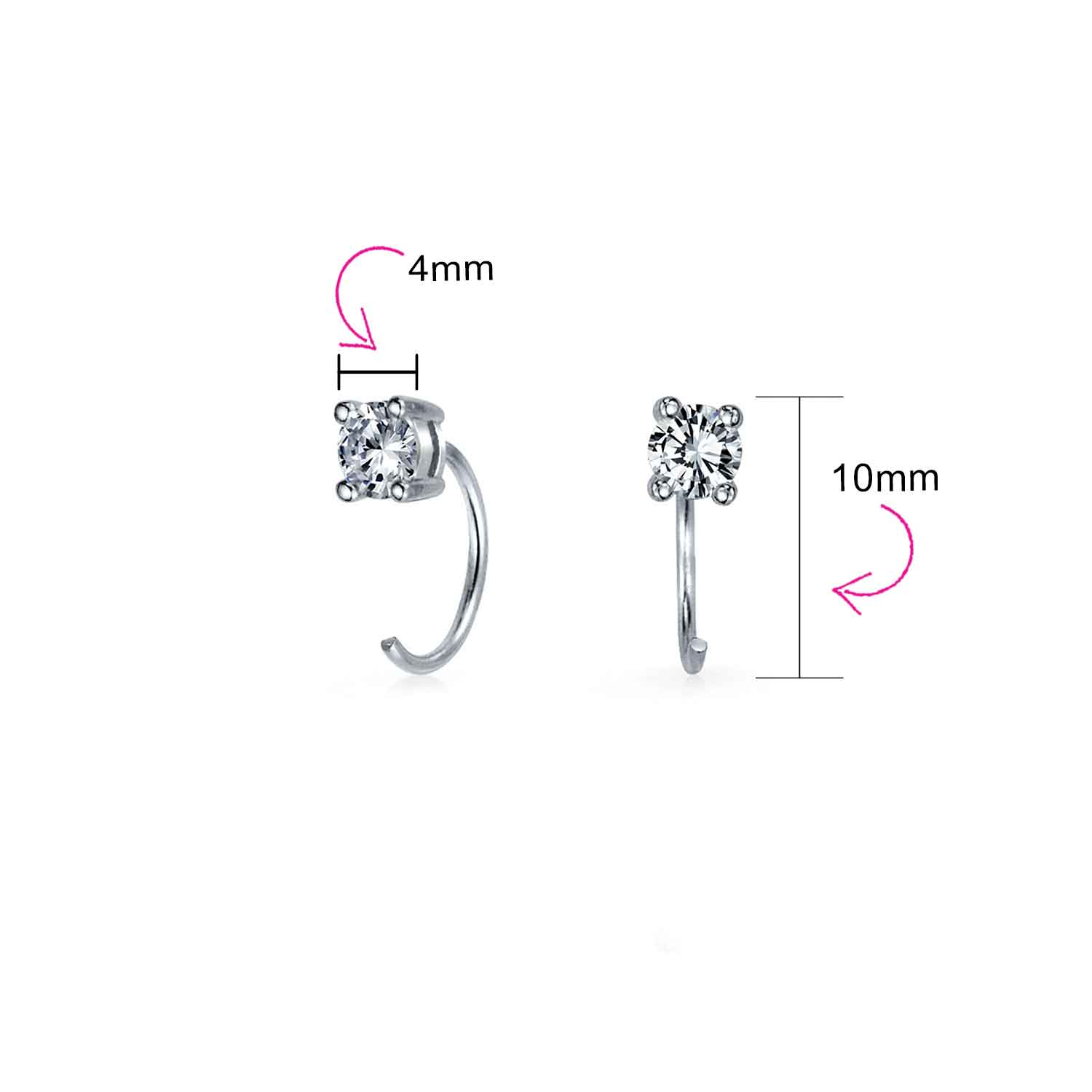 Set of 2 Tiny CZ Solitaire Threader Stud Earrings Gold Plated Sterling Silver - Image 4