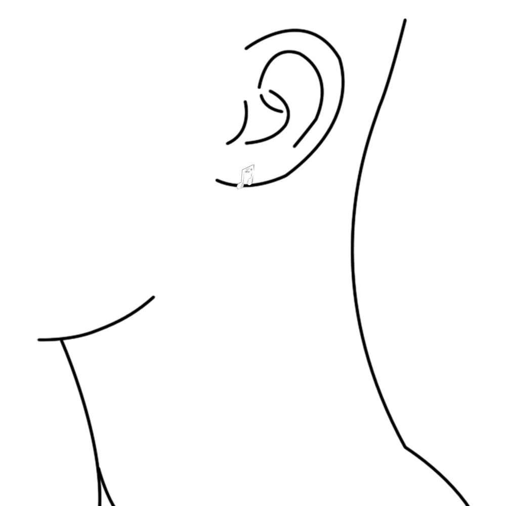 Set of 2 Tiny Music G Treble Clef Eight Note Stud Earrings Sterling Silver - Image 3