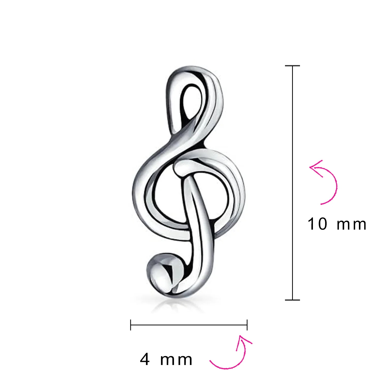 Tiny Delicate Music G Treble Clef Note Stud Earrings Silver - Image 4