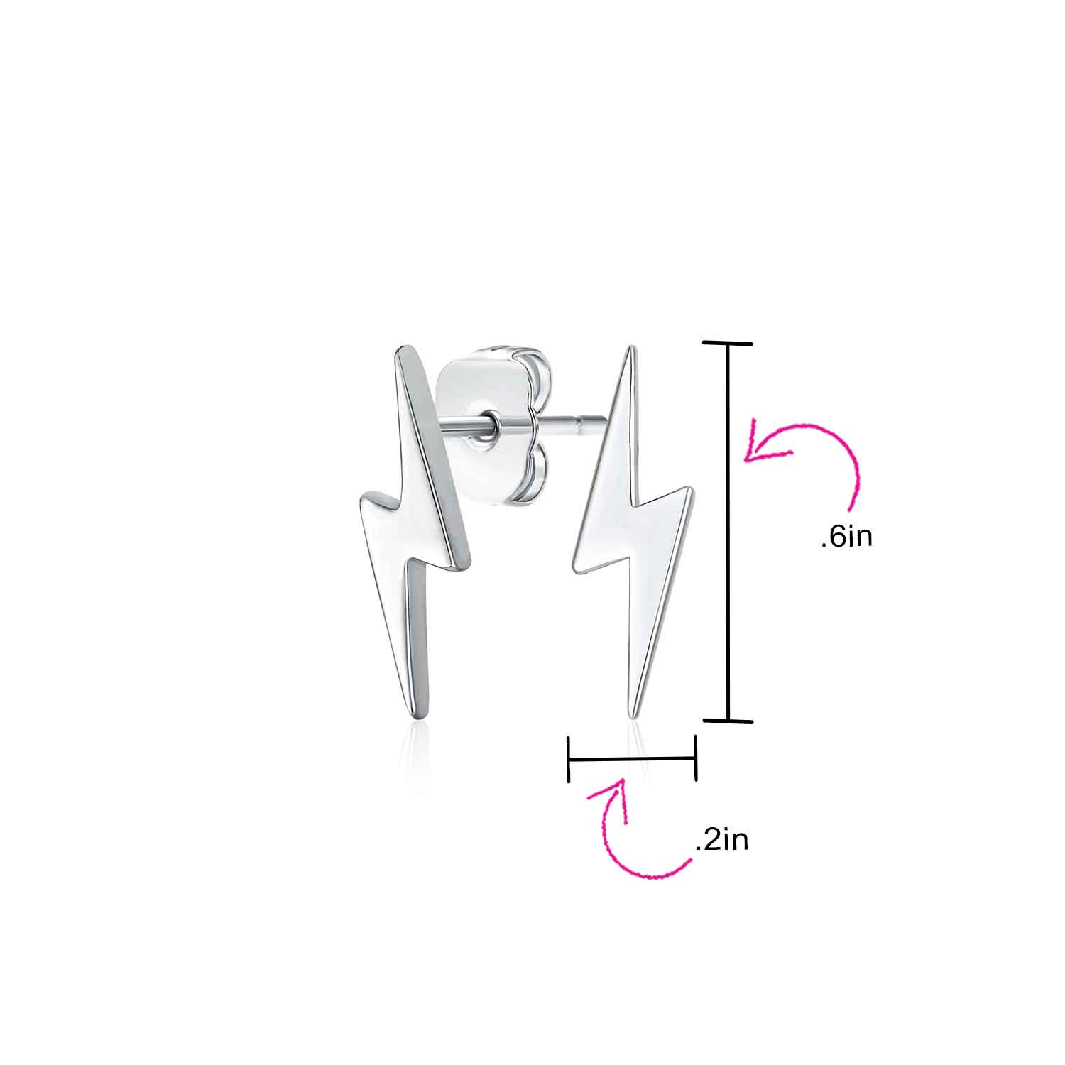 Tiny Zig Zag Electrify Flash Lightning Bolt Stud Earrings .925 Sterling Silver - Image 5