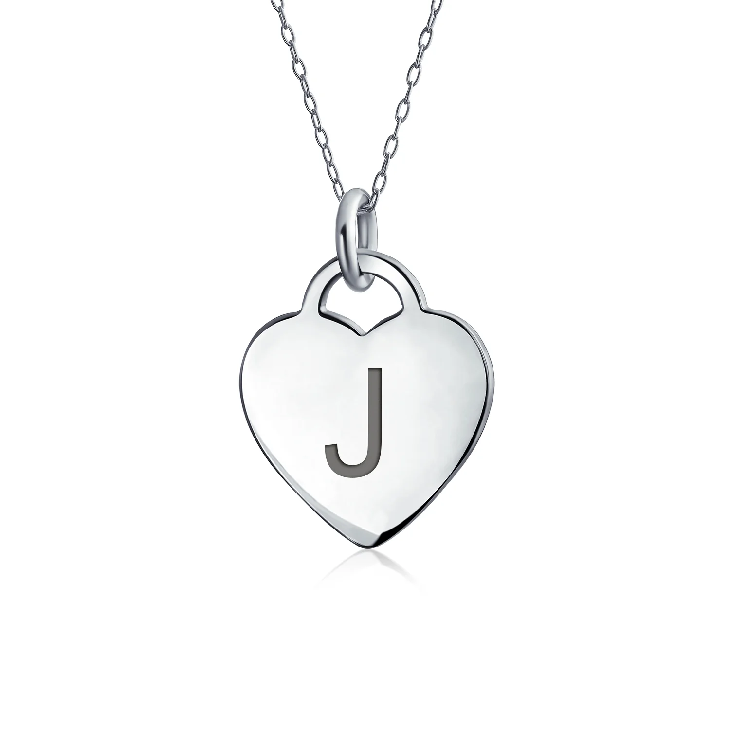 Tiny Minimalist Heart Shape Initial Pendant Necklace A-Z Sterling Silver - Image 10