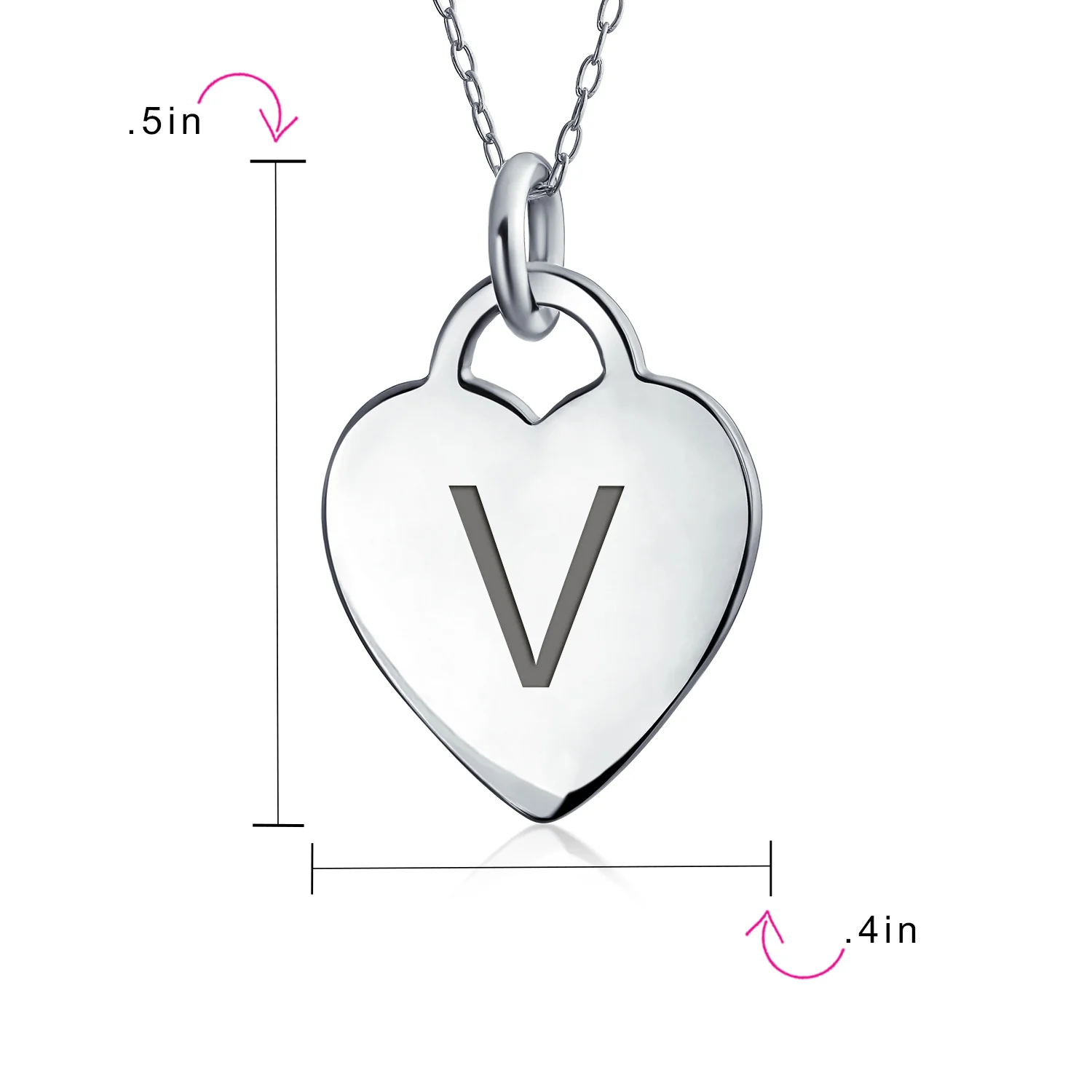 Tiny Minimalist Heart Shape Initial Pendant Necklace A-Z Sterling Silver - Image 100