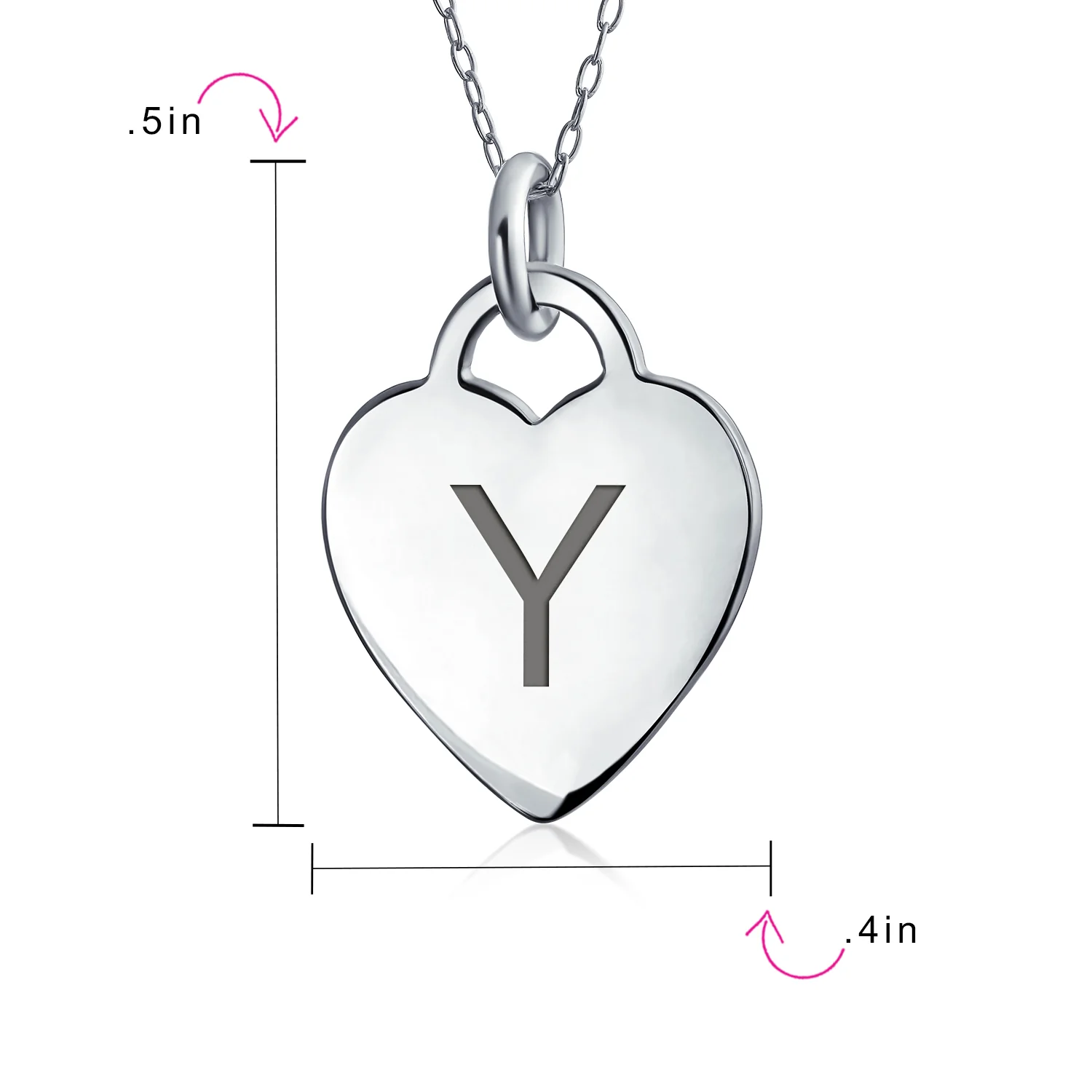 Tiny Minimalist Heart Shape Initial Pendant Necklace A-Z Sterling Silver - Image 104
