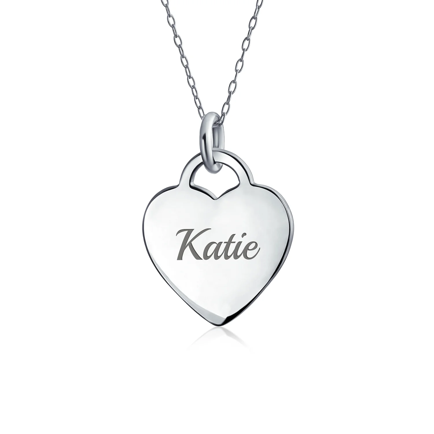 Tiny Minimalist Heart Shape Initial Pendant Necklace A-Z Sterling Silver - Image 108