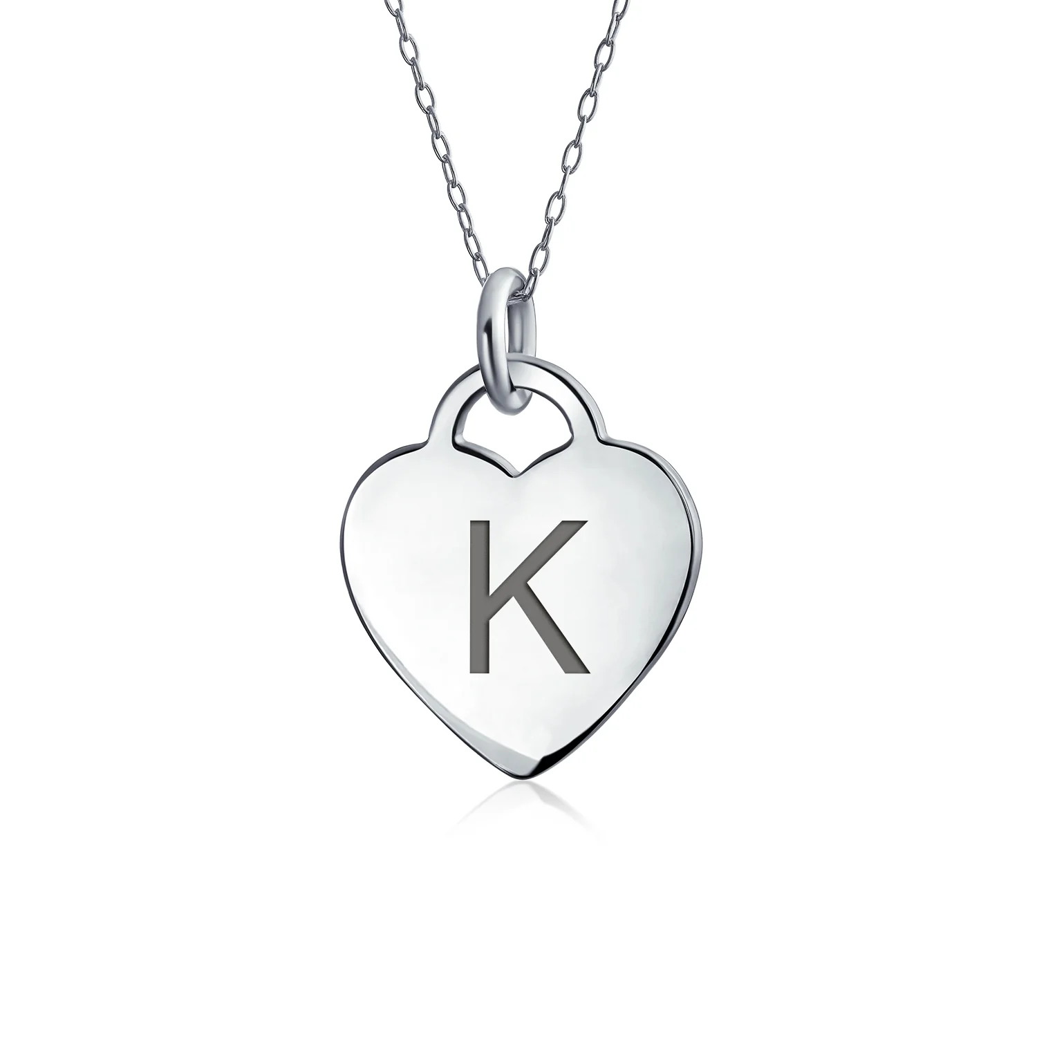 Tiny Minimalist Heart Shape Initial Pendant Necklace A-Z Sterling Silver - Image 11
