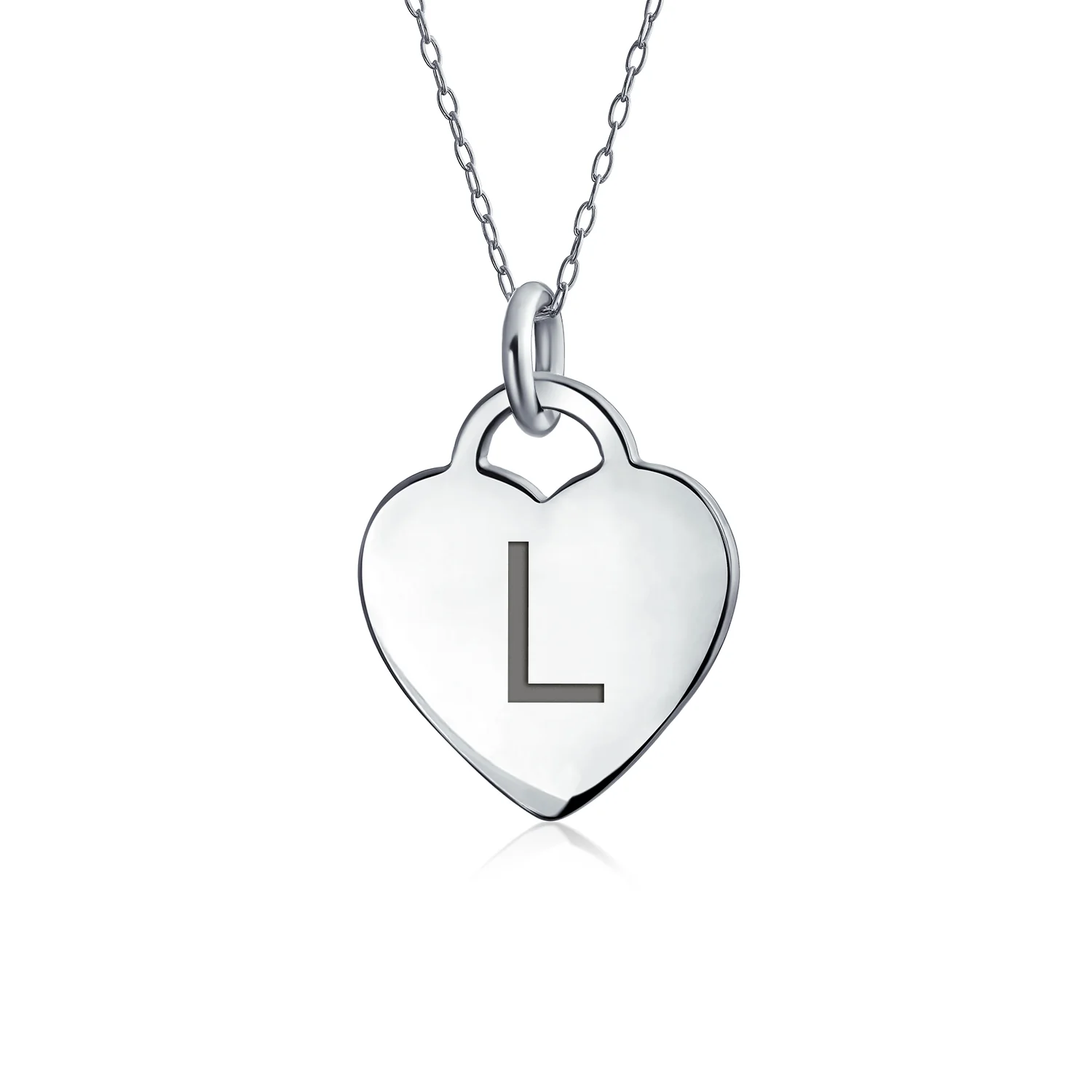 Tiny Minimalist Heart Shape Initial Pendant Necklace A-Z Sterling Silver - Image 12