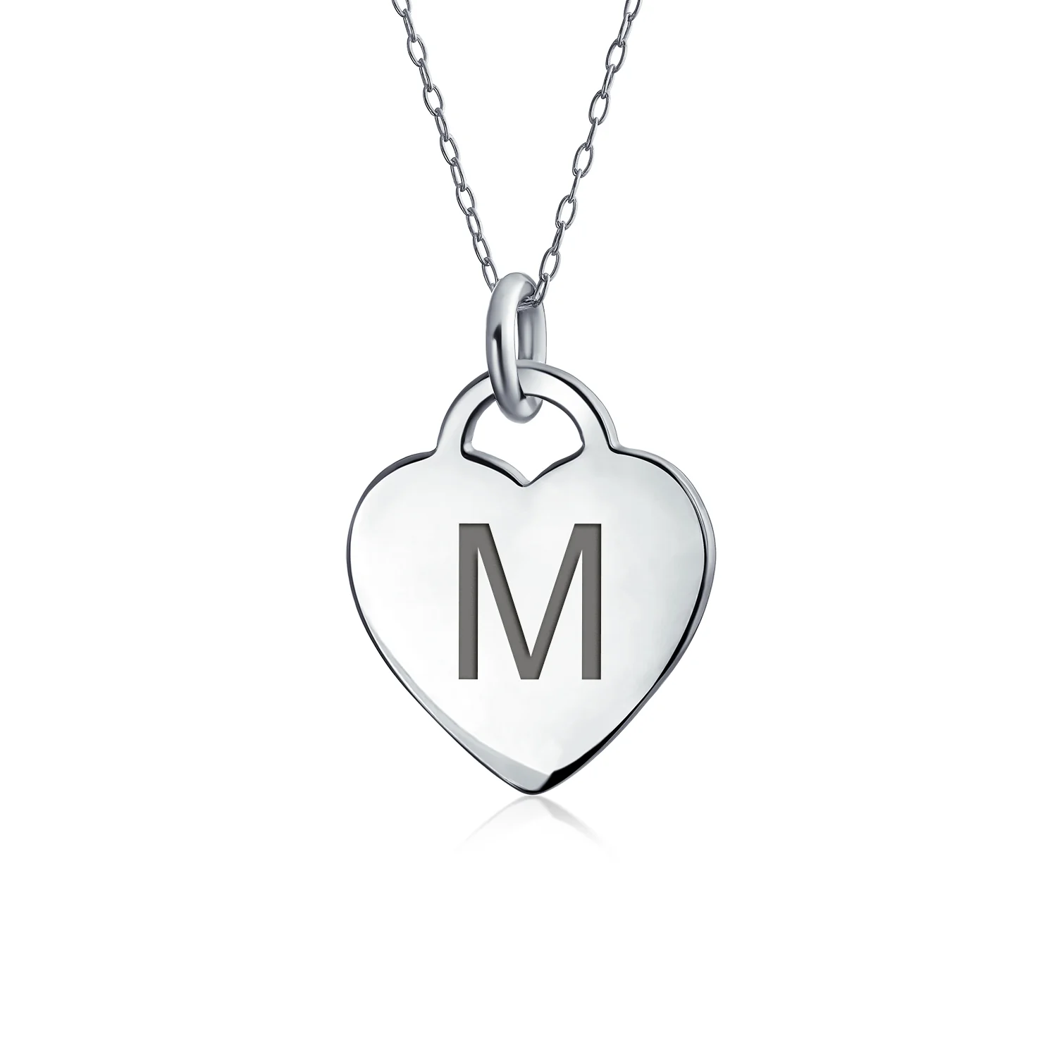 Tiny Minimalist Heart Shape Initial Pendant Necklace A-Z Sterling Silver - Image 13